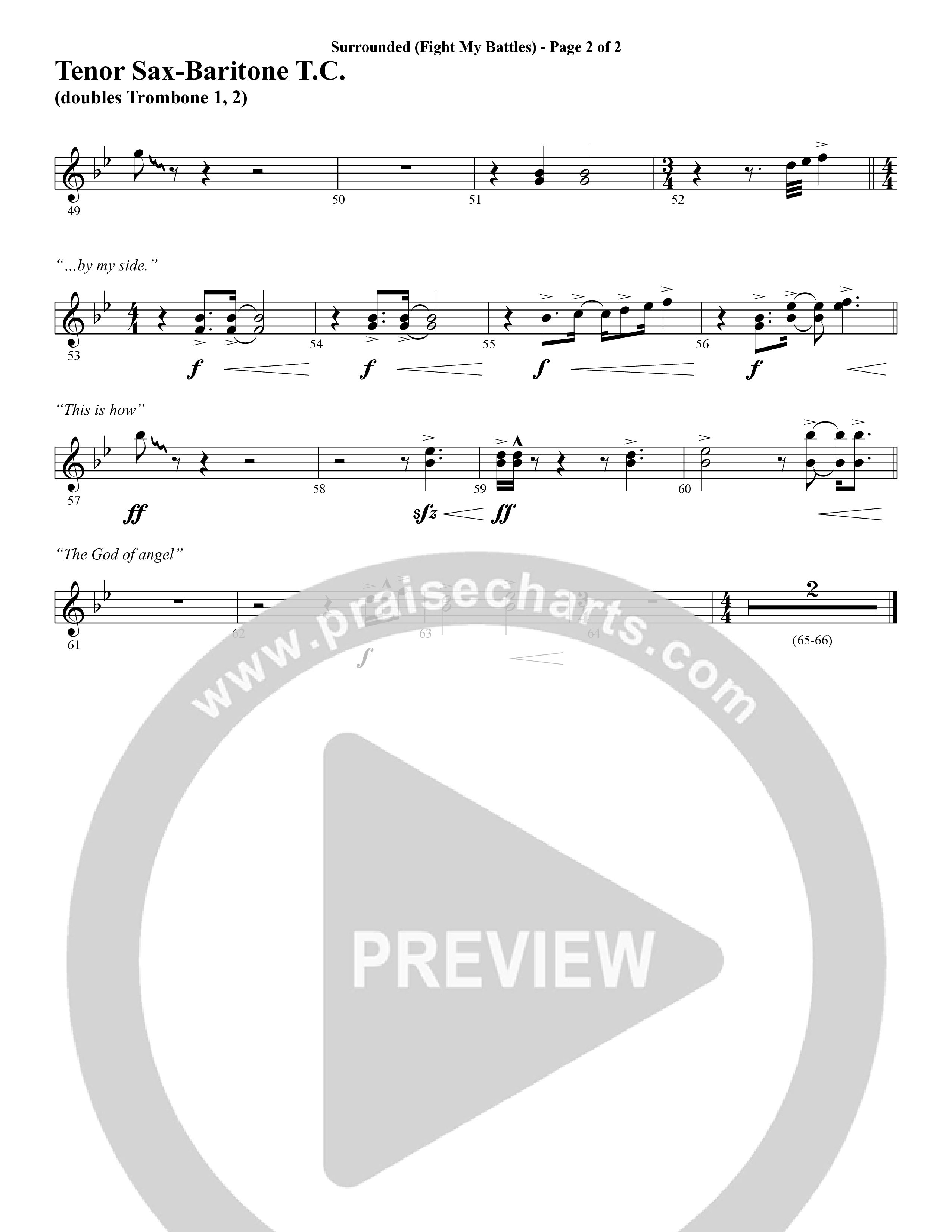Surrounded (Fight My Battles) (with Whom Shall I Fear (God Of Angel Armies)) (Choral Anthem SATB) Tenor Sax/Baritone T.C. (Word Music Choral / Arr. Cliff Duren)