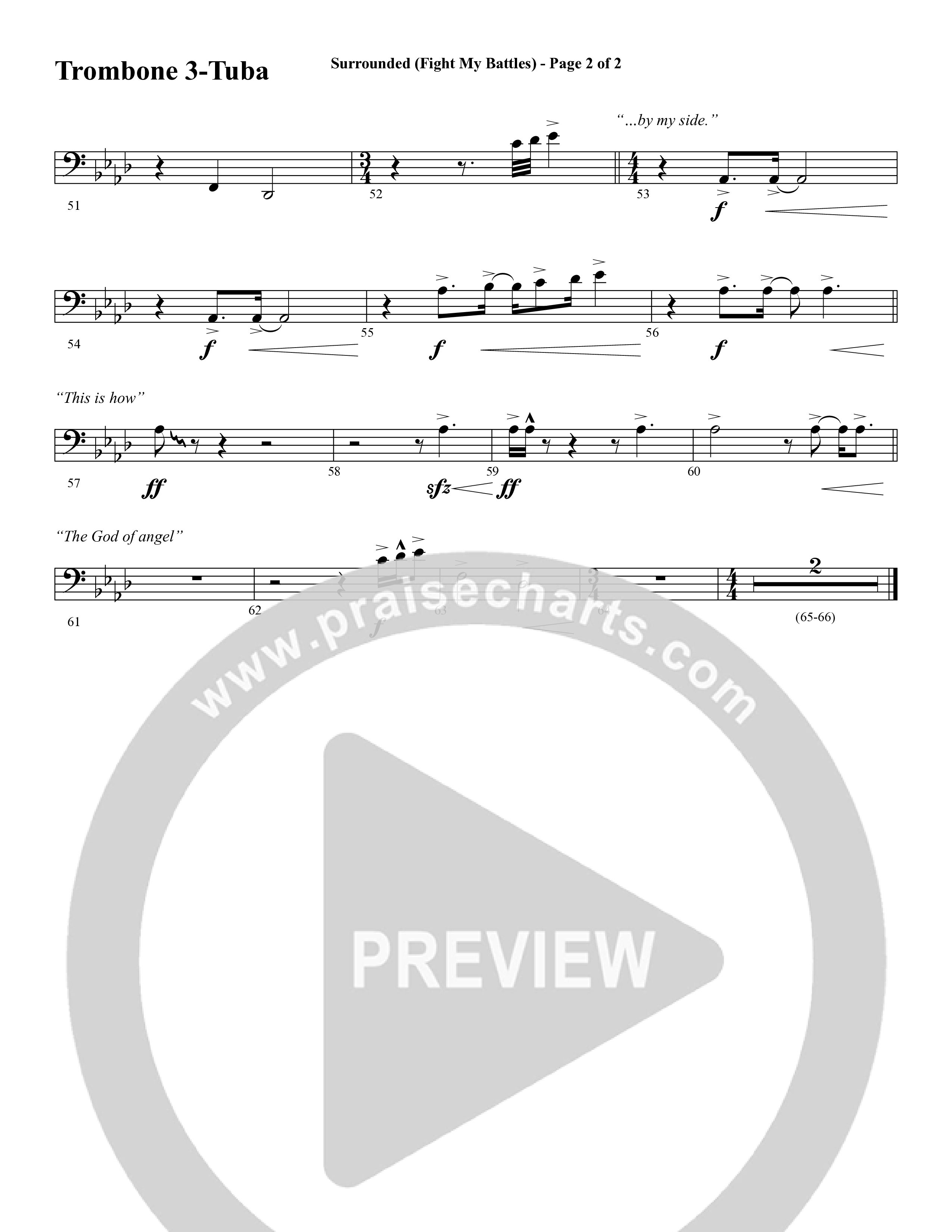 Surrounded (Fight My Battles) (with Whom Shall I Fear (God Of Angel Armies)) (Choral Anthem SATB) Trombone 3/Tuba (Word Music Choral / Arr. Cliff Duren)