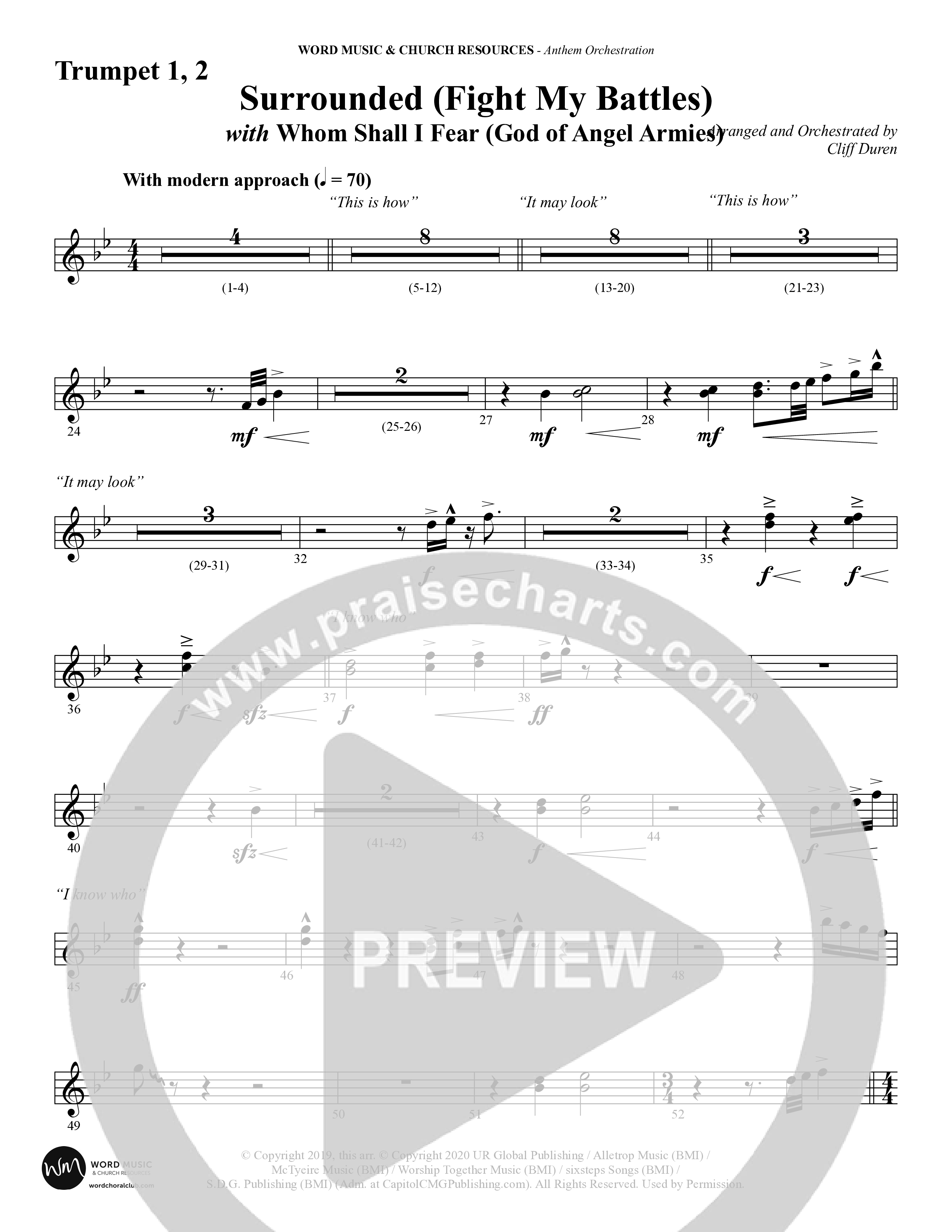 Surrounded (Fight My Battles) (with Whom Shall I Fear (God Of Angel Armies)) (Choral Anthem SATB) Trumpet 1,2 (Word Music Choral / Arr. Cliff Duren)
