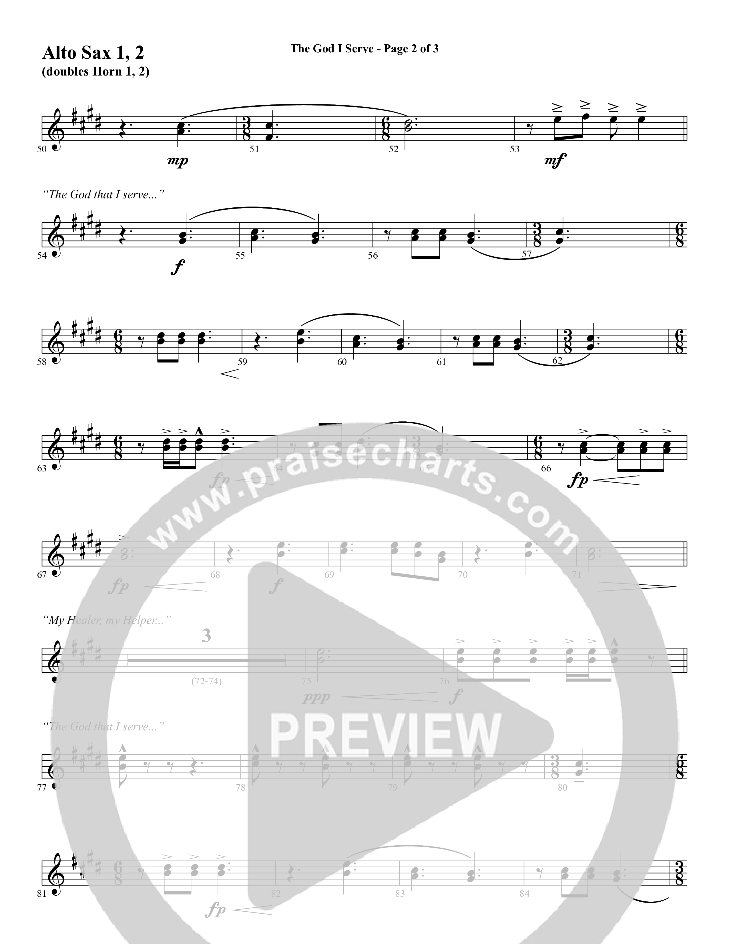 The God I Serve (Choral Anthem SATB) Alto Sax (Word Music Choral / Arr. Marty Hamby)