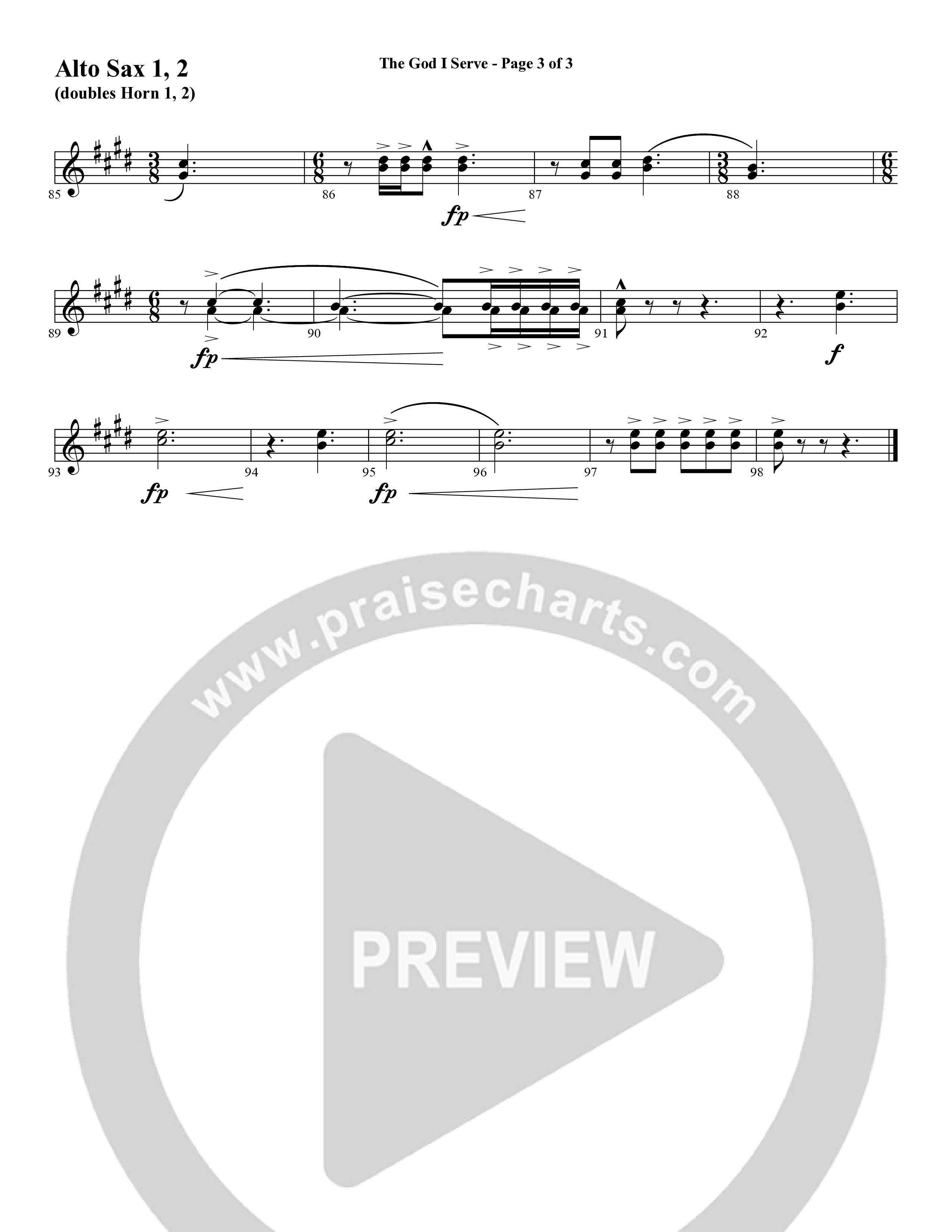 The God I Serve (Choral Anthem SATB) Alto Sax (Word Music Choral / Arr. Marty Hamby)