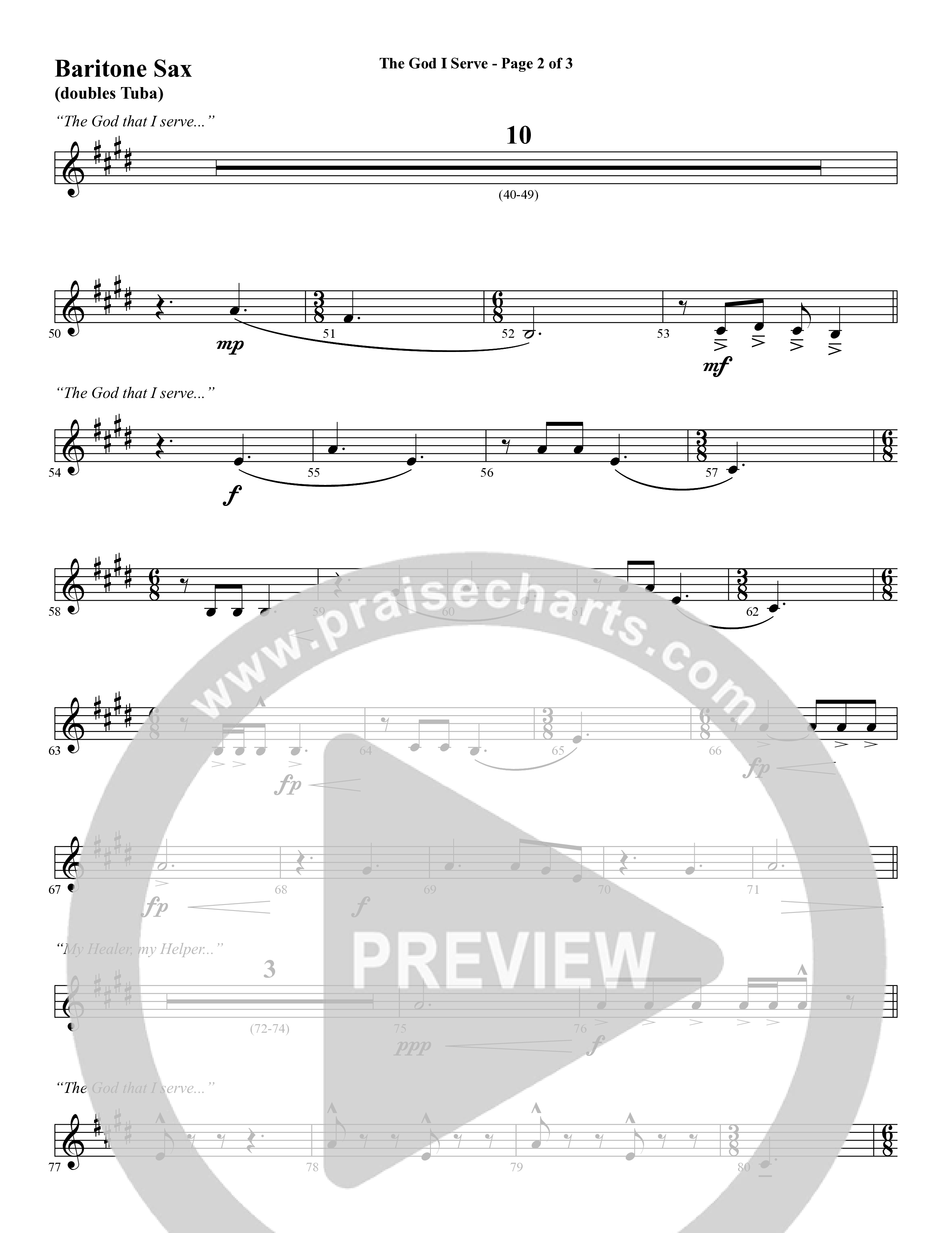 The God I Serve (Choral Anthem SATB) Bari Sax (Word Music Choral / Arr. Marty Hamby)