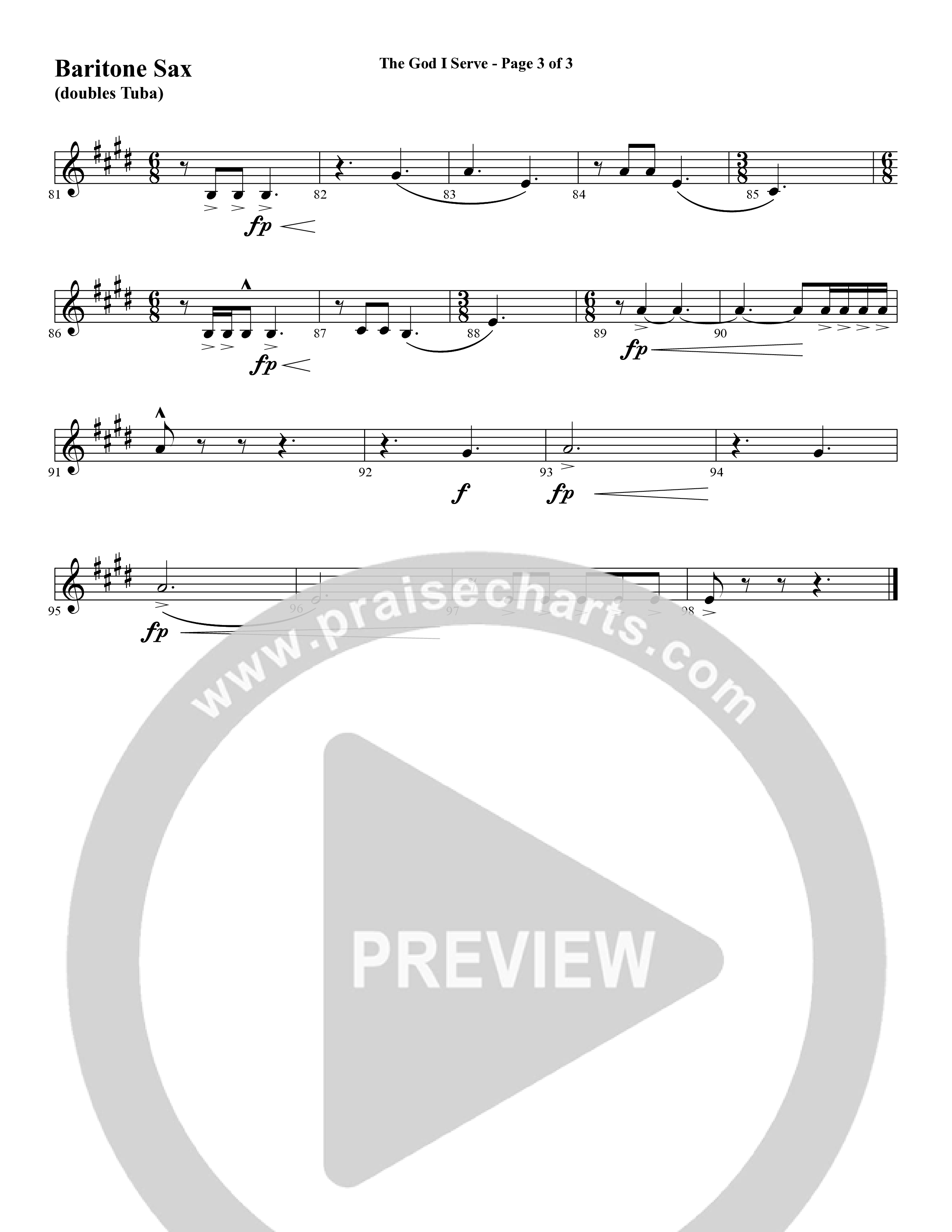 The God I Serve (Choral Anthem SATB) Bari Sax (Word Music Choral / Arr. Marty Hamby)