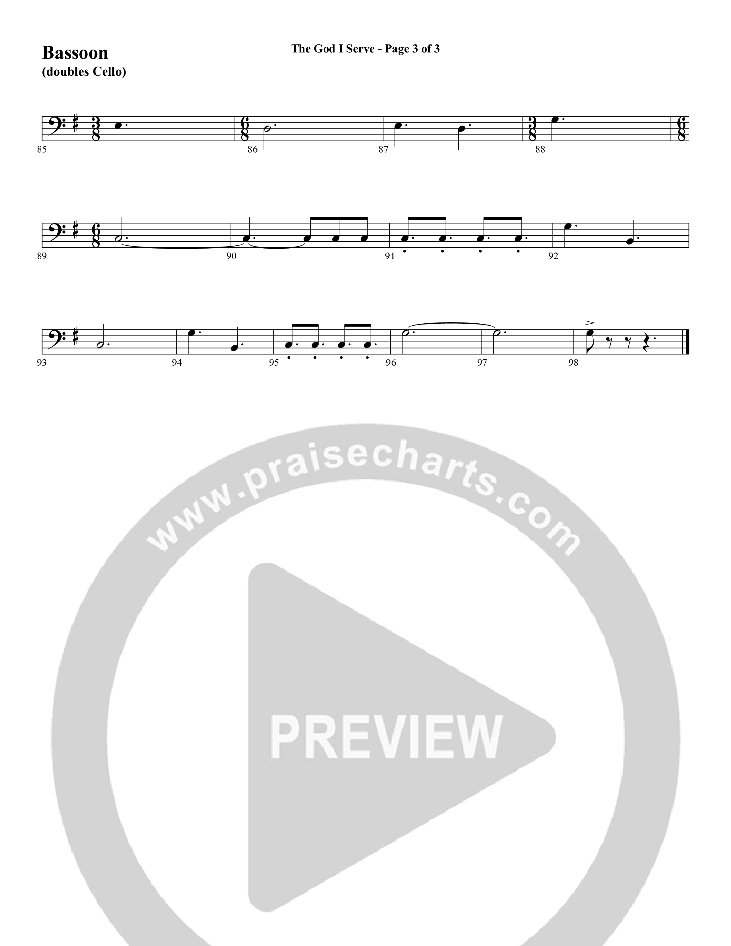 The God I Serve (Choral Anthem SATB) Bassoon (Word Music Choral / Arr. Marty Hamby)