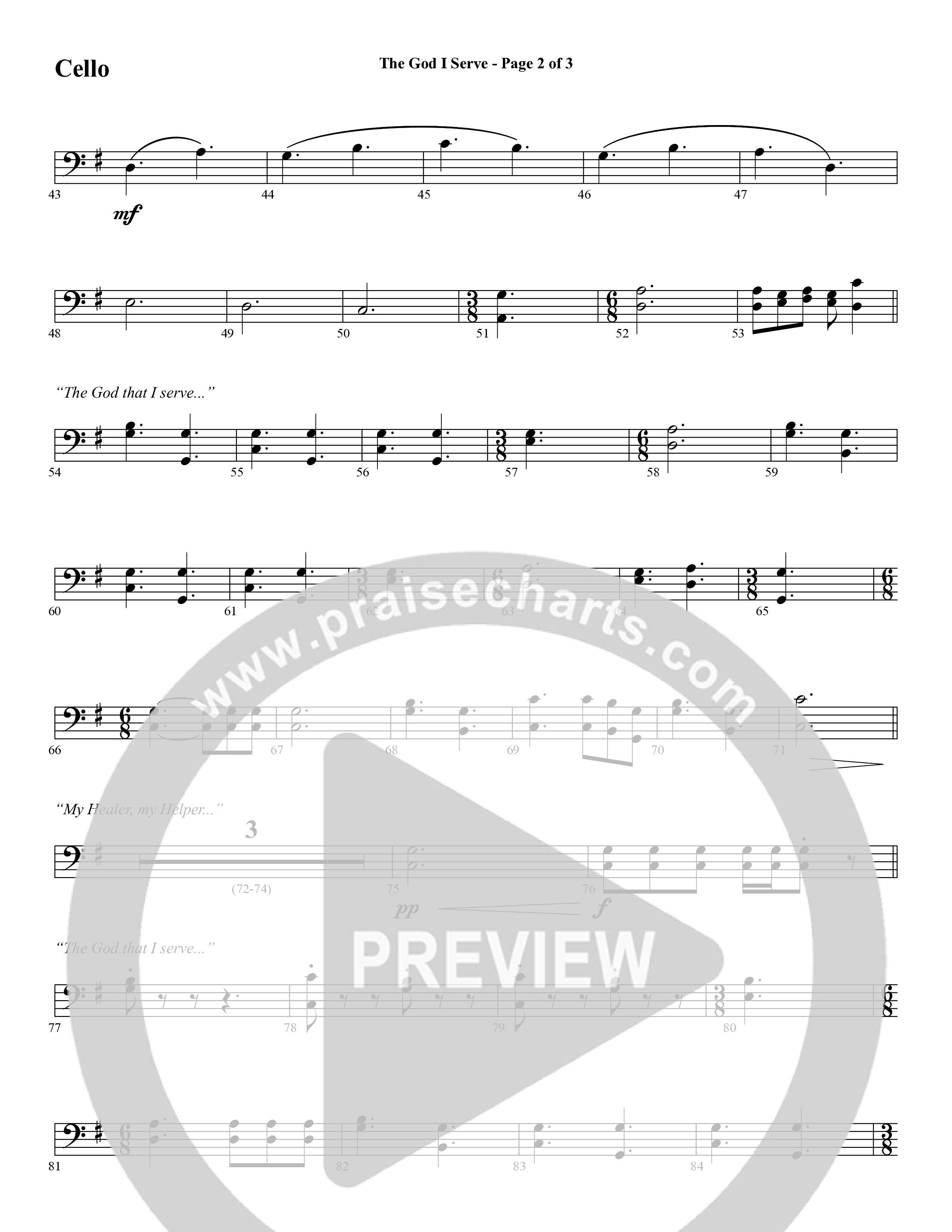 The God I Serve (Choral Anthem SATB) Cello (Word Music Choral / Arr. Marty Hamby)