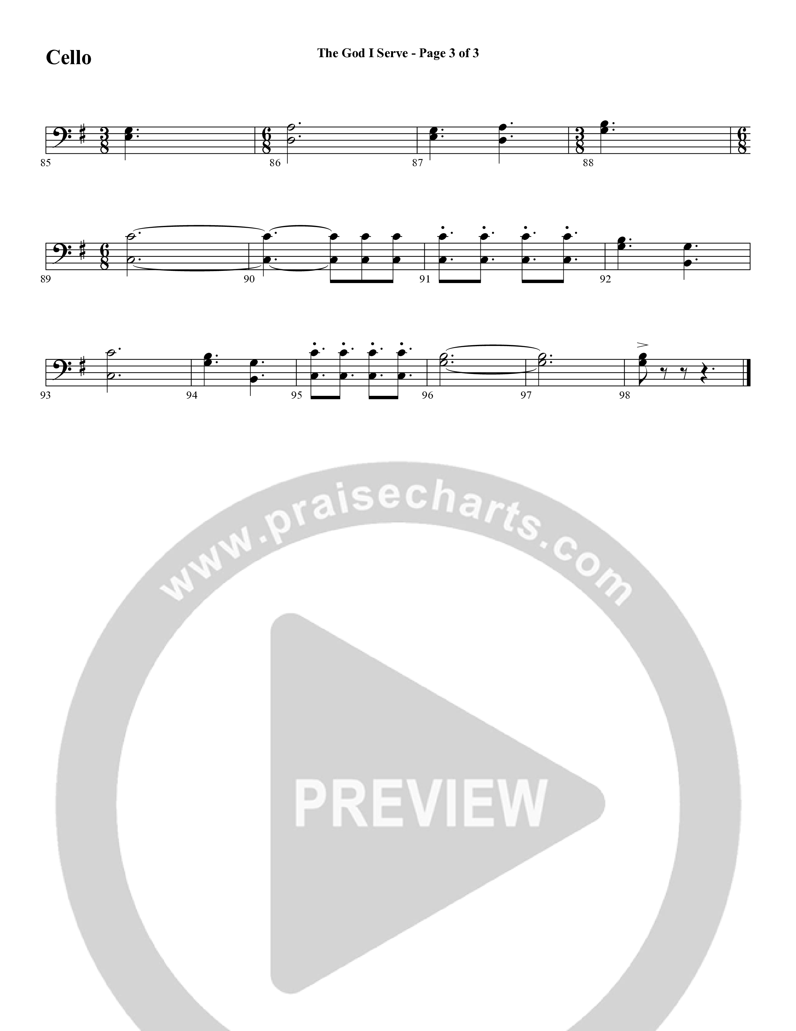 The God I Serve (Choral Anthem SATB) Cello (Word Music Choral / Arr. Marty Hamby)