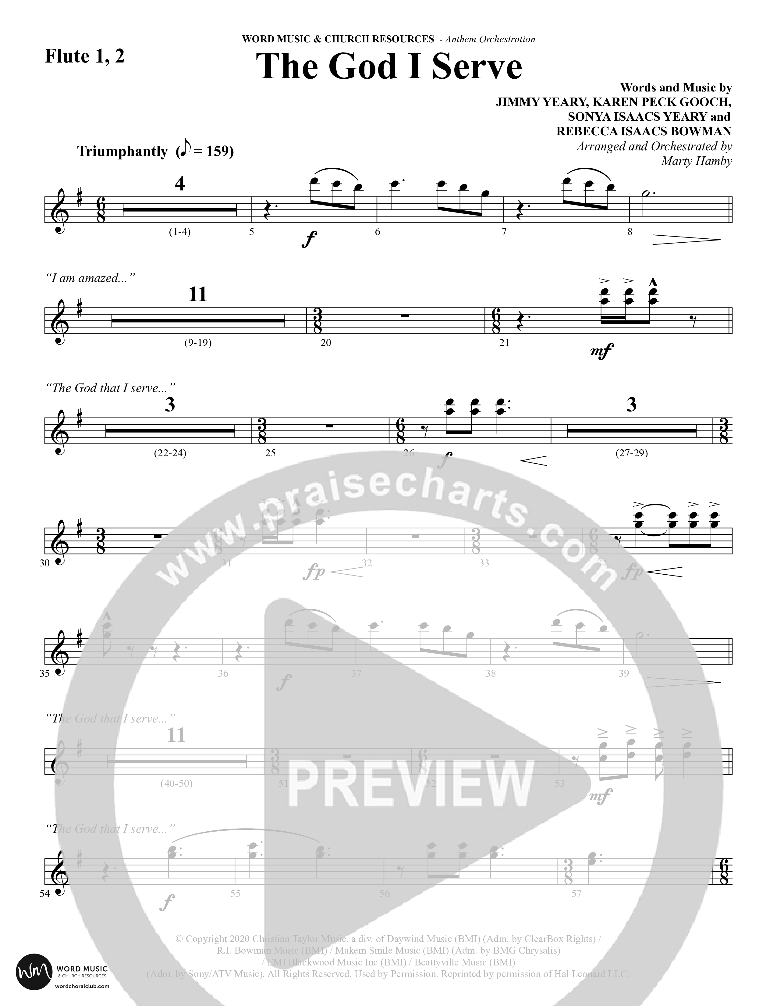 The God I Serve (Choral Anthem SATB) Flute 1/2 (Word Music Choral / Arr. Marty Hamby)