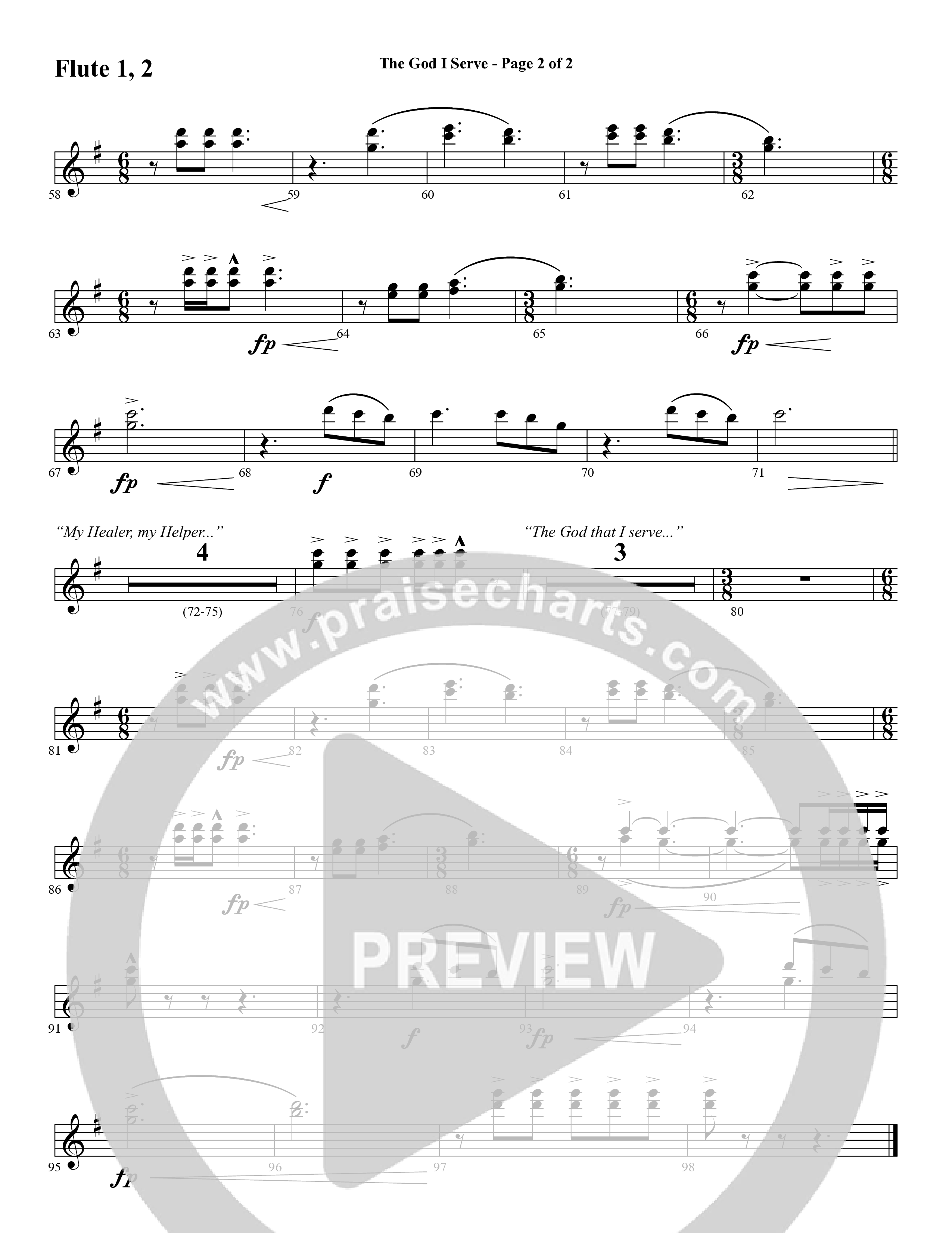 The God I Serve (Choral Anthem SATB) Flute 1/2 (Word Music Choral / Arr. Marty Hamby)
