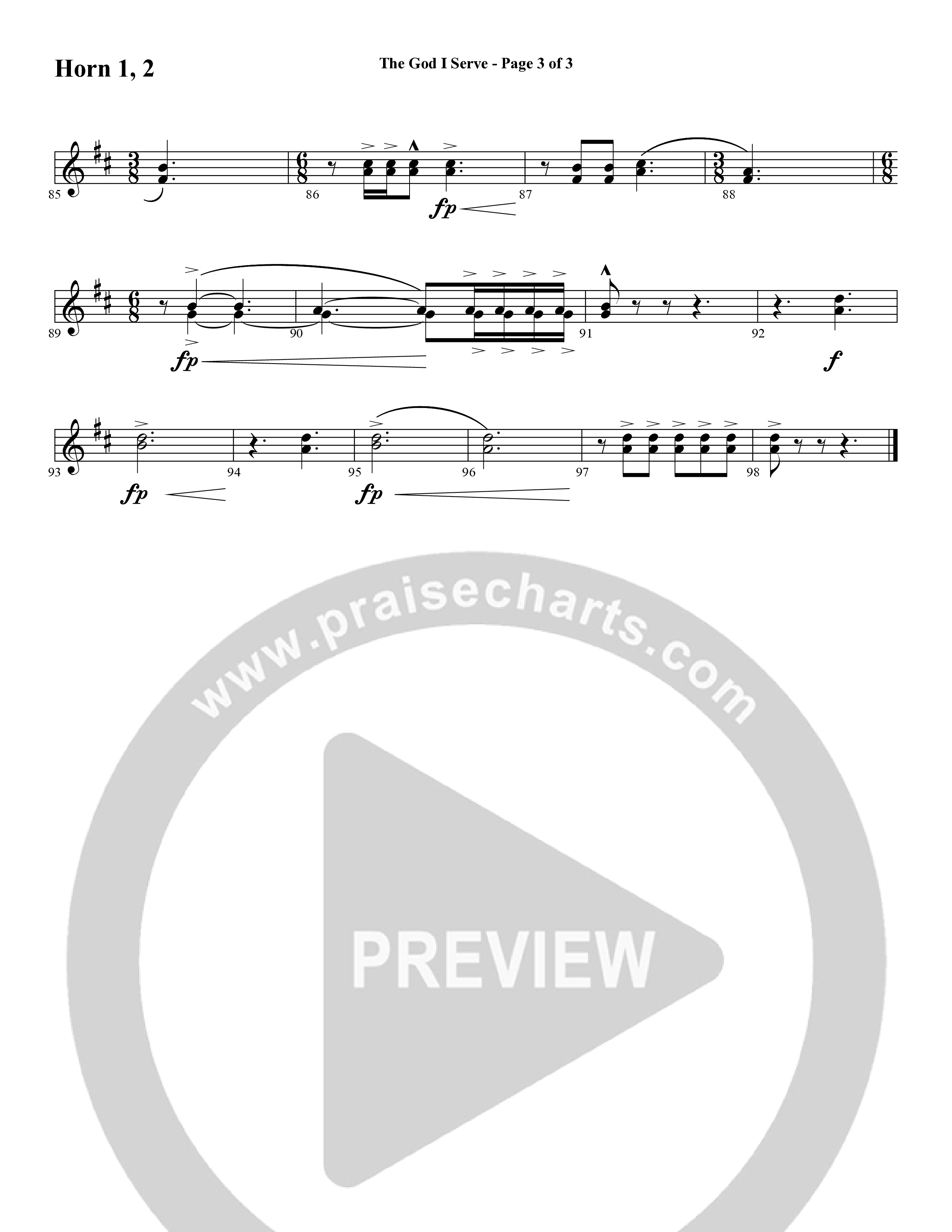 The God I Serve (Choral Anthem SATB) French Horn 1/2 (Word Music Choral / Arr. Marty Hamby)