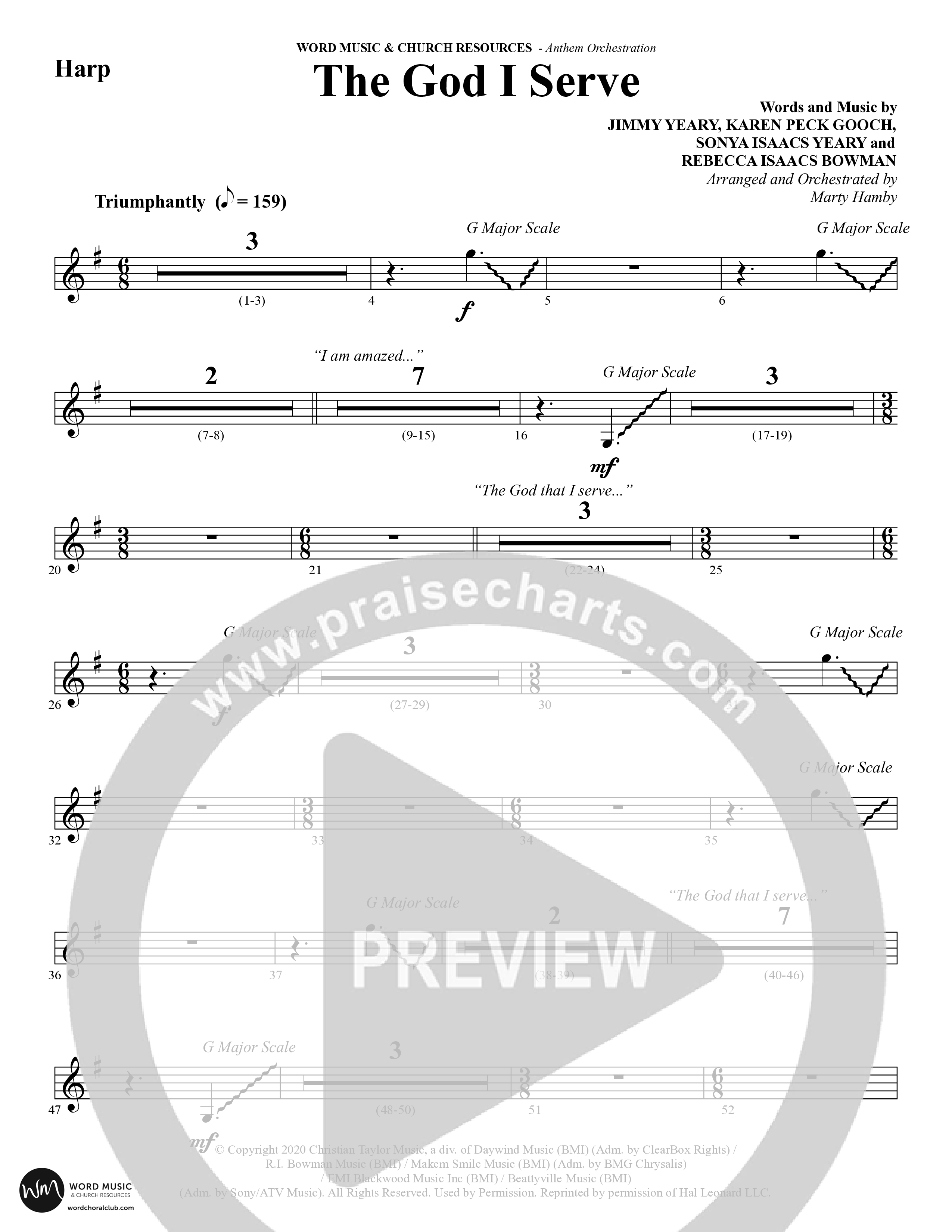 The God I Serve (Choral Anthem SATB) Harp (Word Music Choral / Arr. Marty Hamby)