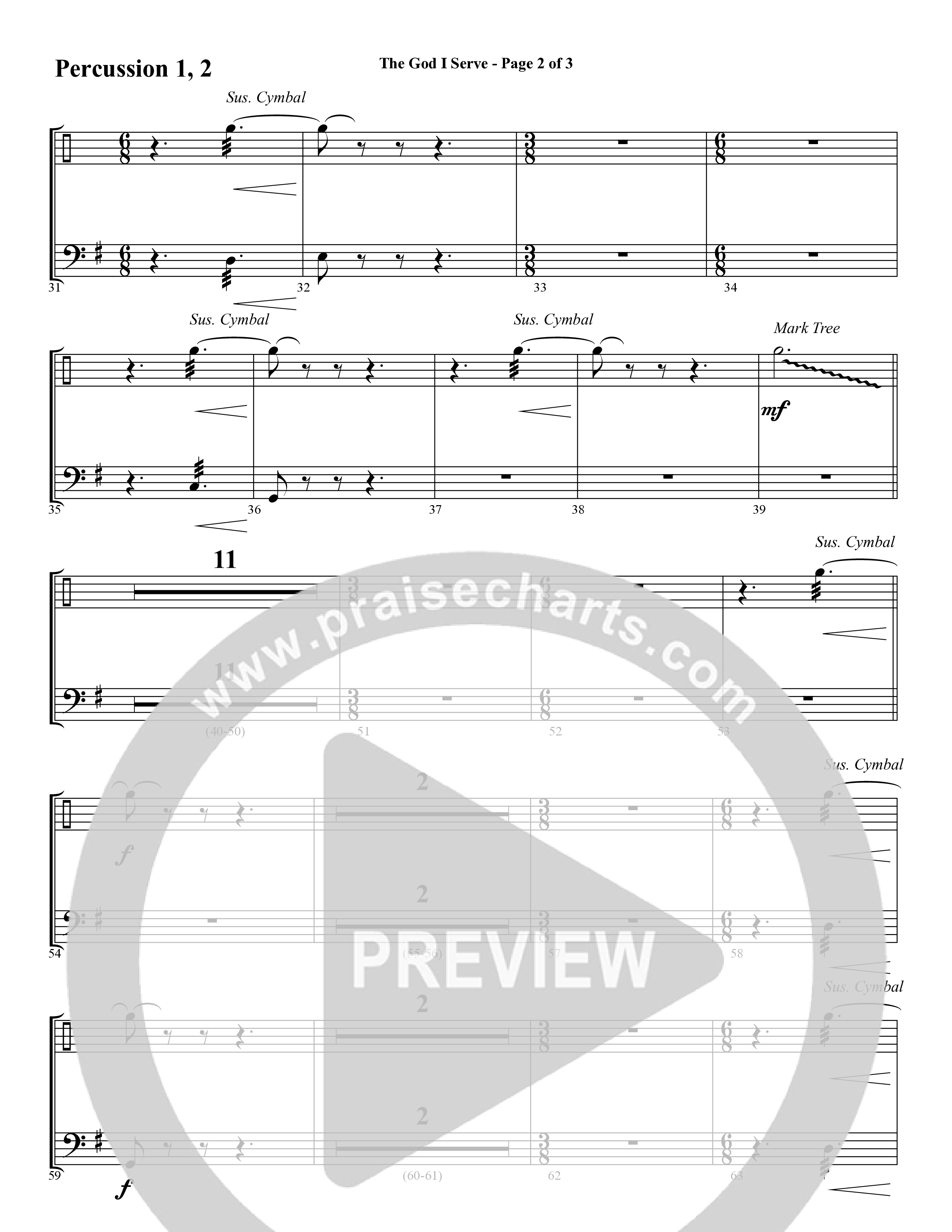 The God I Serve (Choral Anthem SATB) Percussion (Word Music Choral / Arr. Marty Hamby)