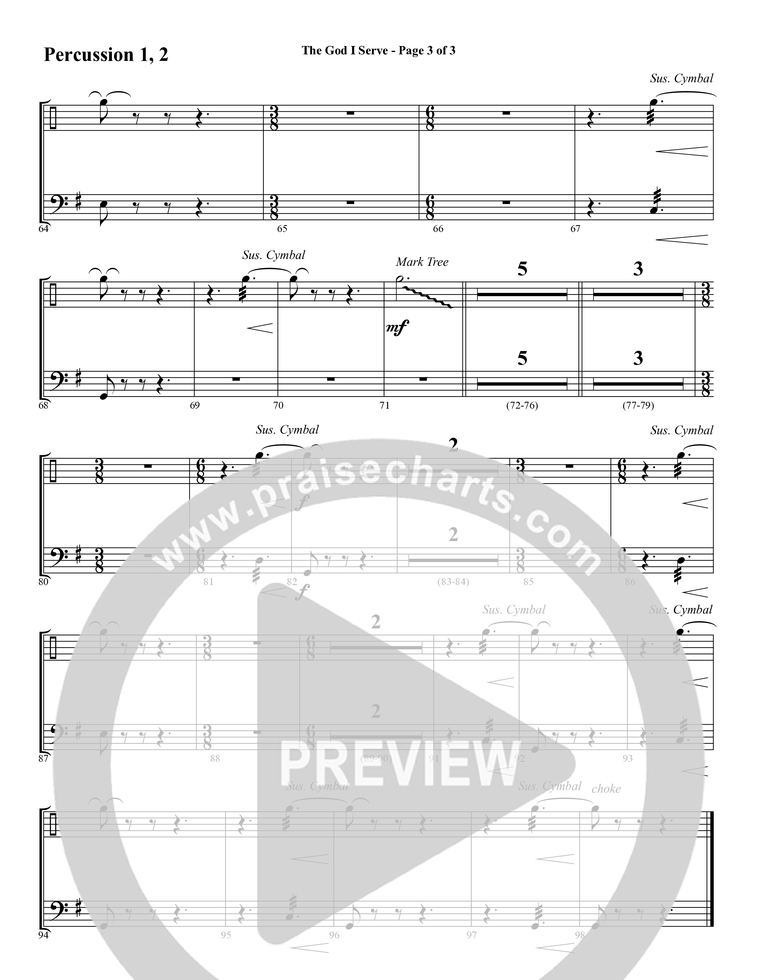 The God I Serve (Choral Anthem SATB) Percussion (Word Music Choral / Arr. Marty Hamby)