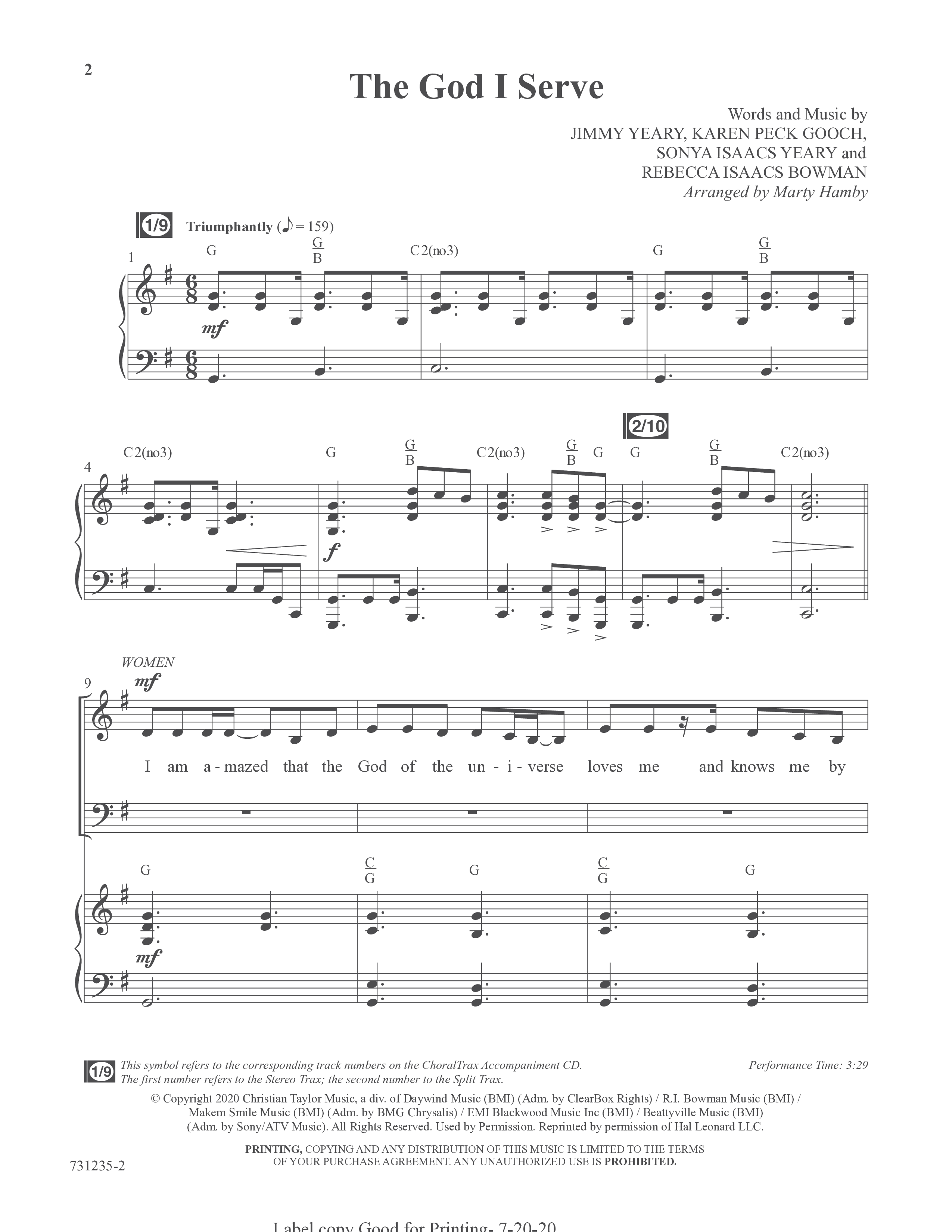 The God I Serve (Choral Anthem SATB) Anthem (SATB/Piano) (Word Music Choral / Arr. Marty Hamby)