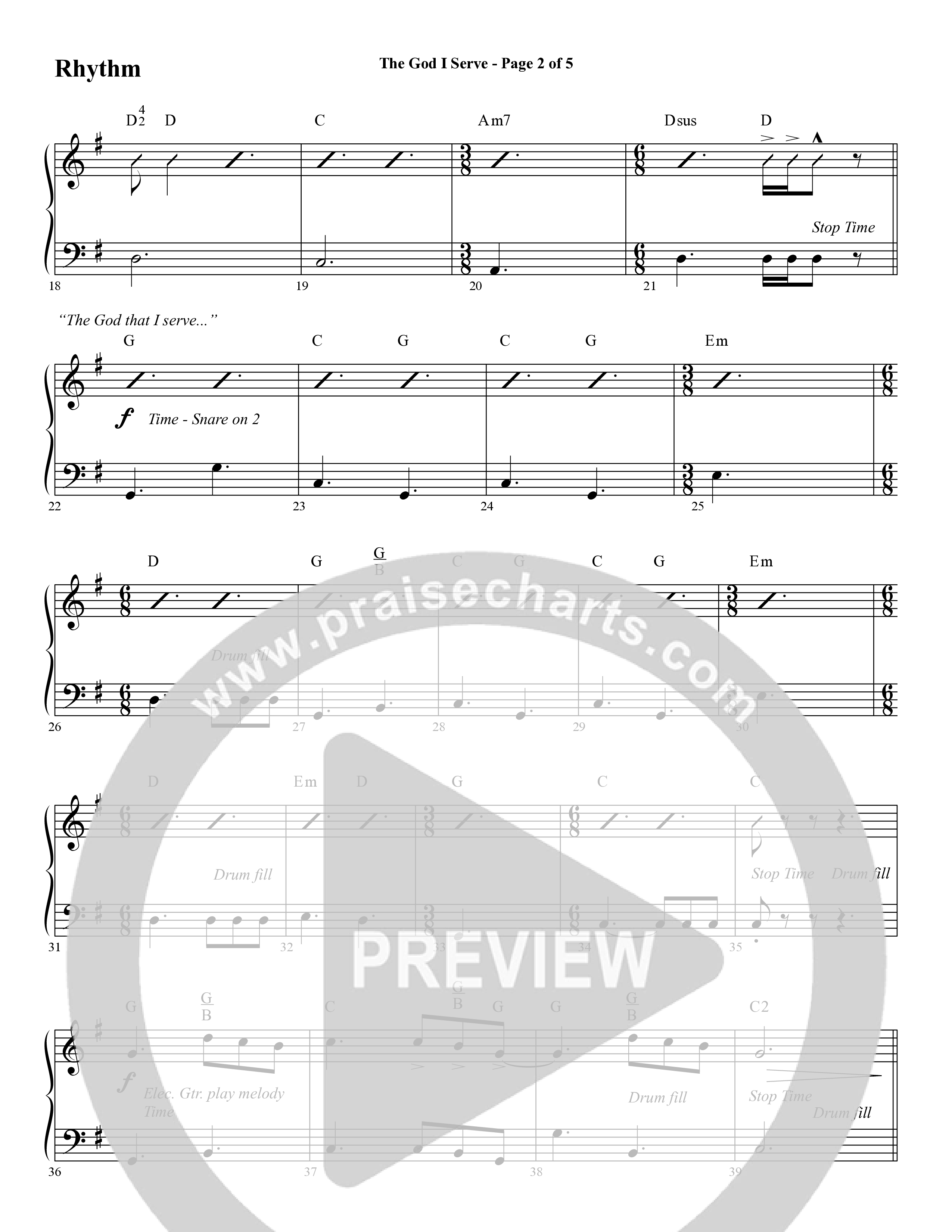 The God I Serve (Choral Anthem SATB) Rhythm Chart (Word Music Choral / Arr. Marty Hamby)