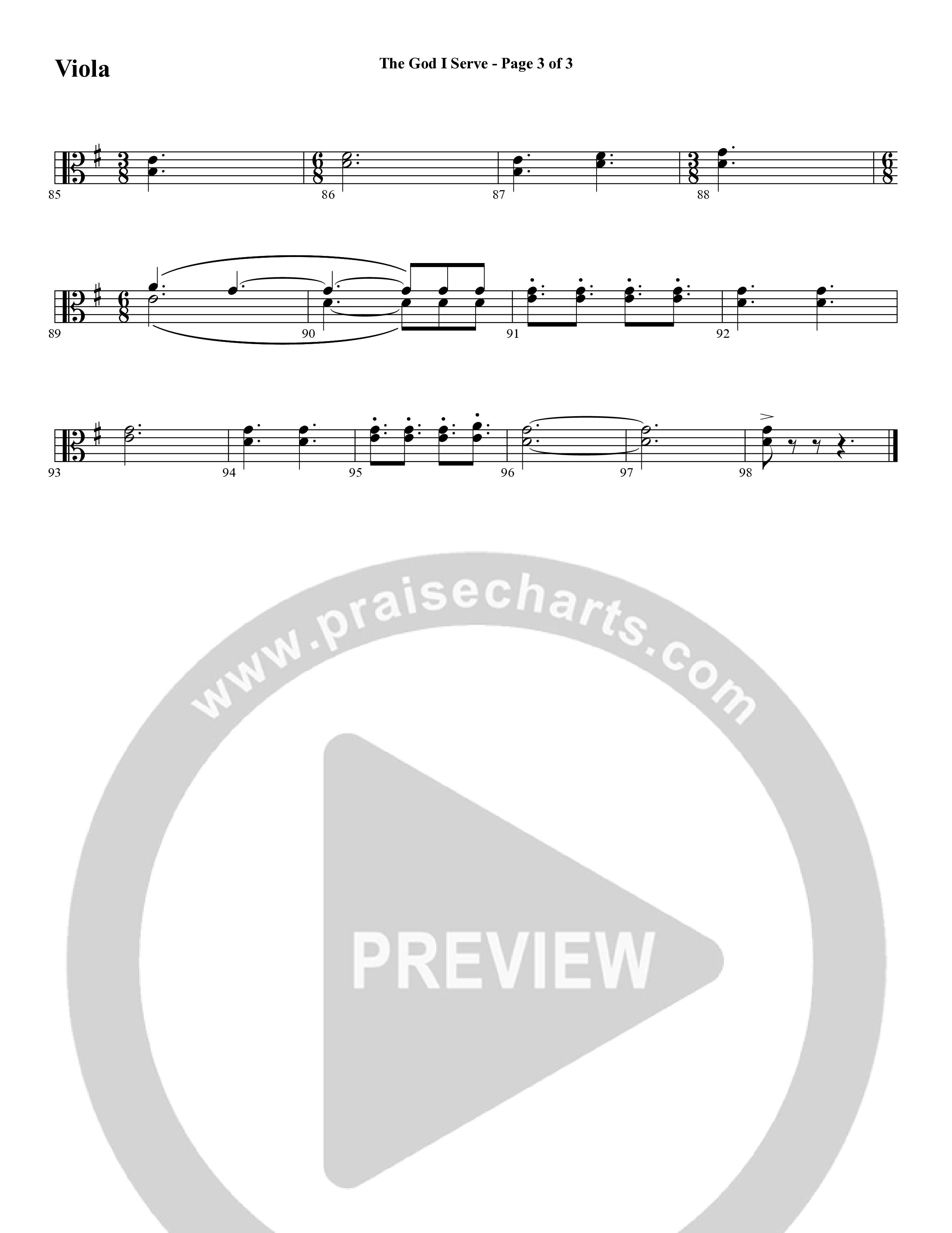 The God I Serve (Choral Anthem SATB) Viola (Word Music Choral / Arr. Marty Hamby)