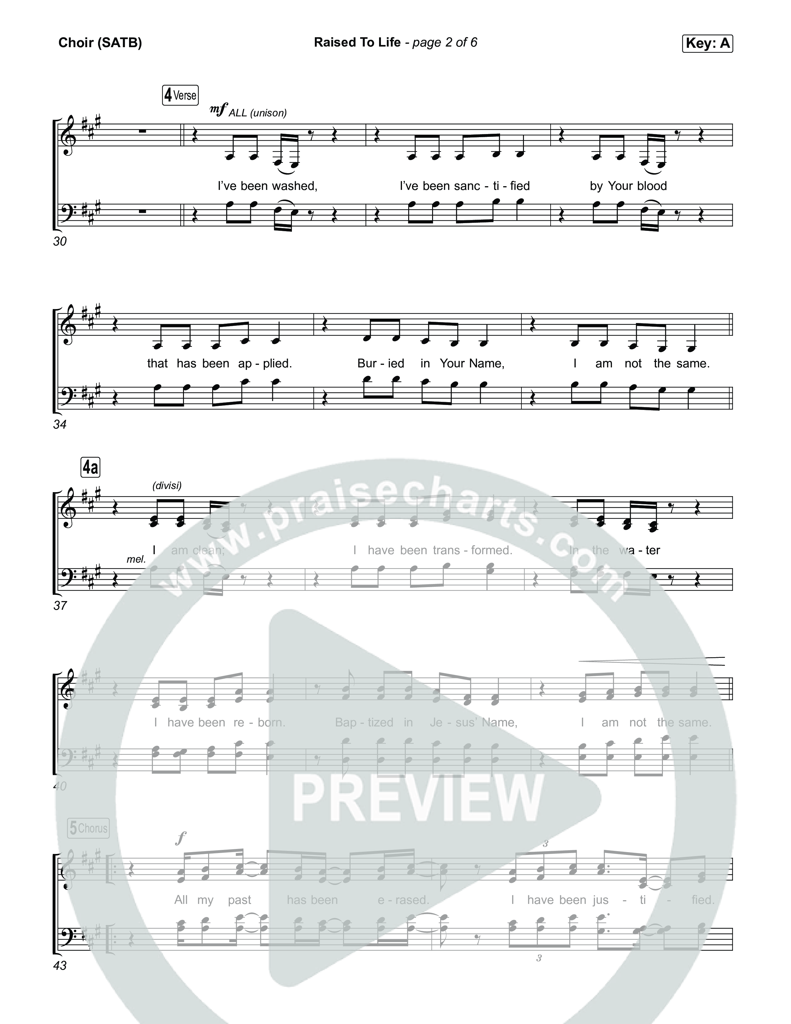 Raised To Life Choir Sheet (SATB) (Taylor Fish)