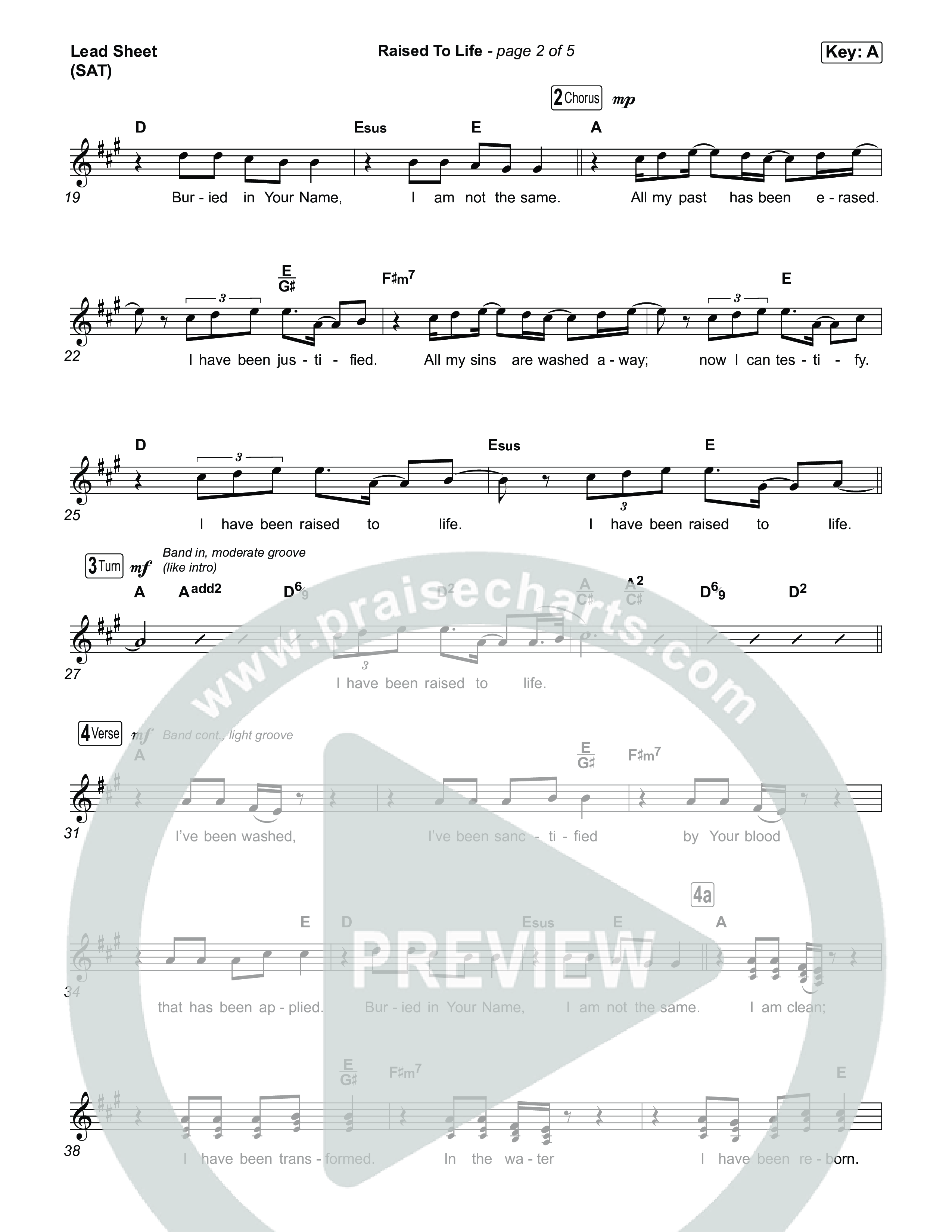 Raised To Life Lead Sheet (SAT) (Taylor Fish)