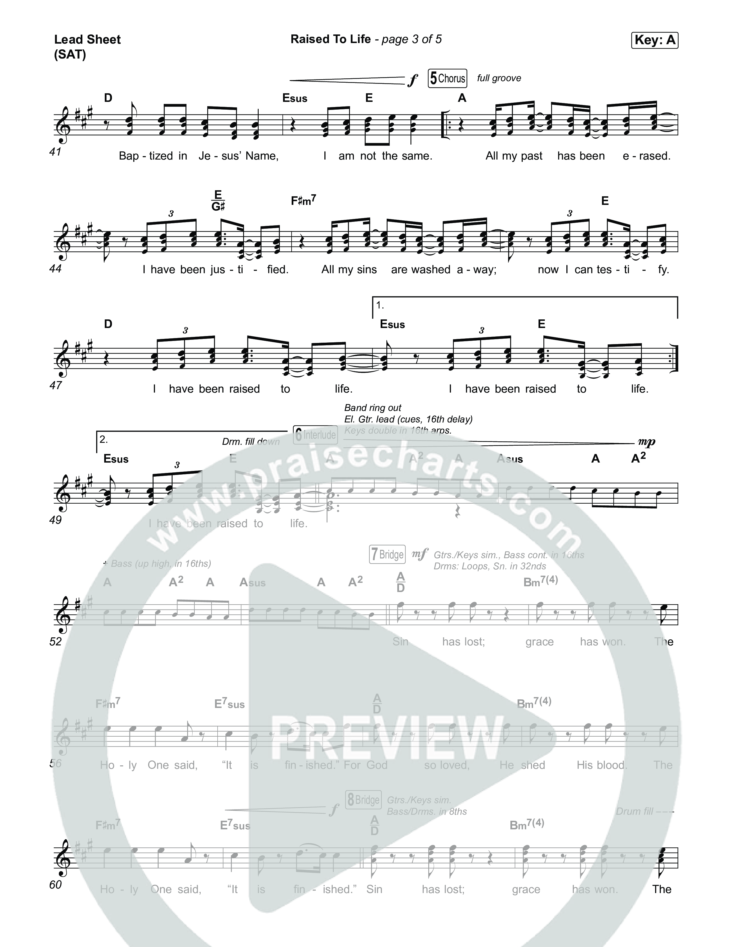 Raised To Life Lead Sheet (SAT) (Taylor Fish)