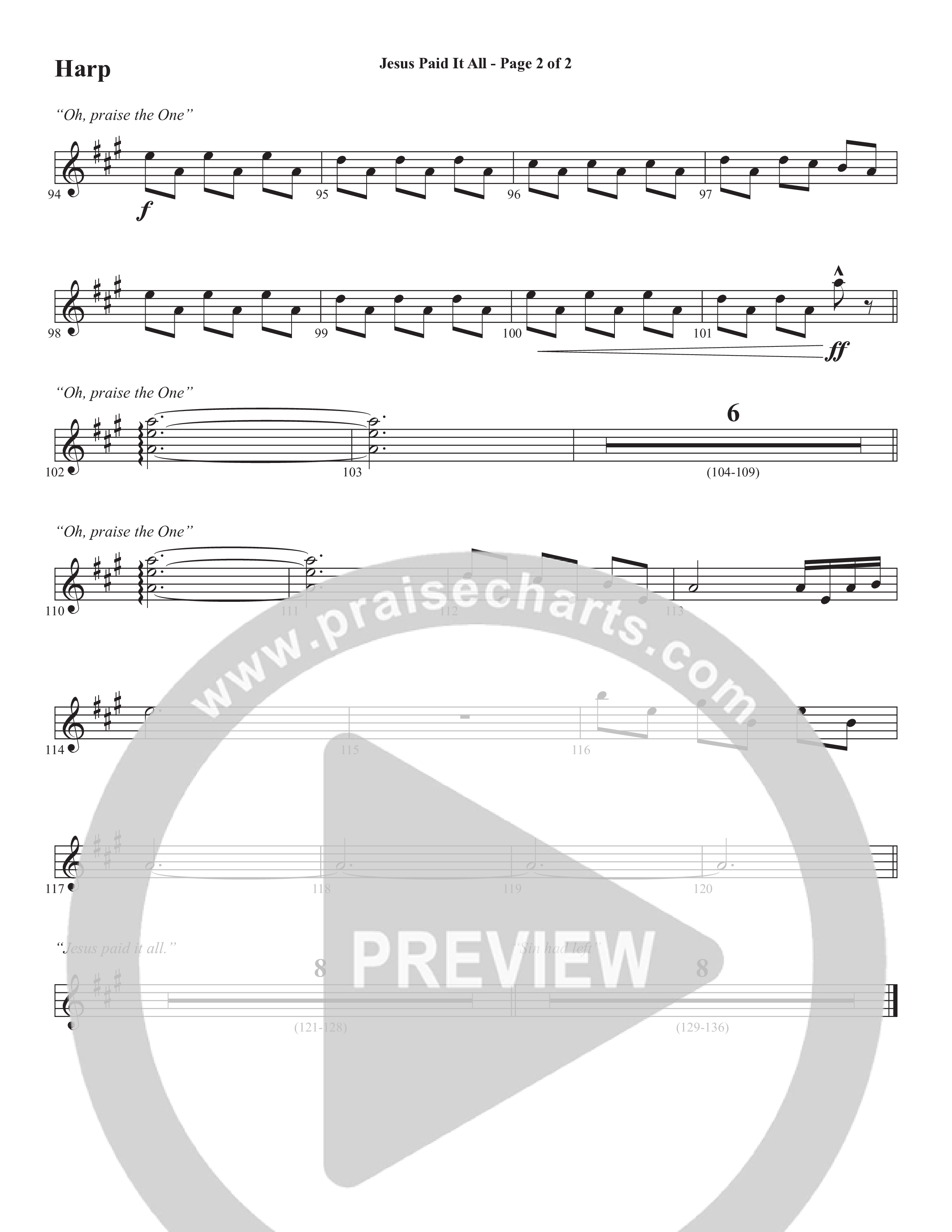 Jesus Paid It All (Choral Anthem SATB) Harp (Word Music Choral / Arr. Cliff Duren)