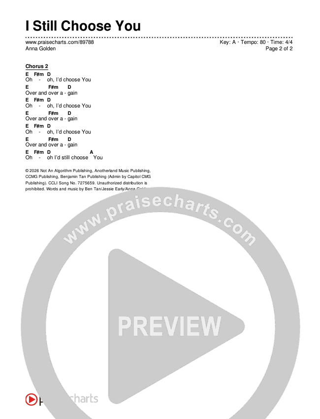 I Still Choose You Chords & Lyrics (Anna Golden)