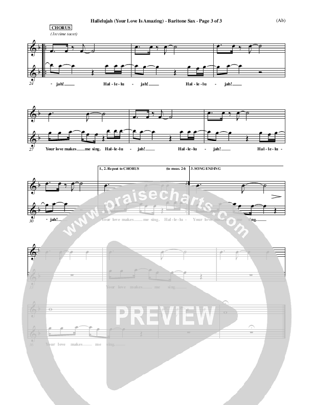 Hallelujah (Your Love Is Amazing) Bari Sax (Brian Doerksen)