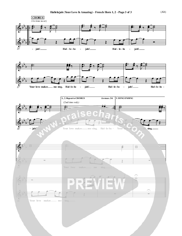 Hallelujah (Your Love Is Amazing) French Horn 1/2 (Brian Doerksen)