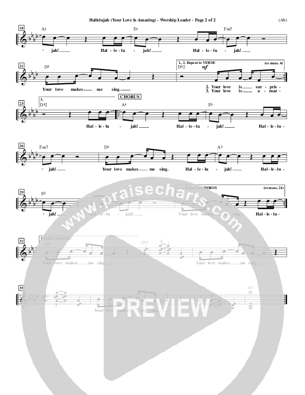 Hallelujah (Your Love Is Amazing) Lead Sheet (Brian Doerksen)