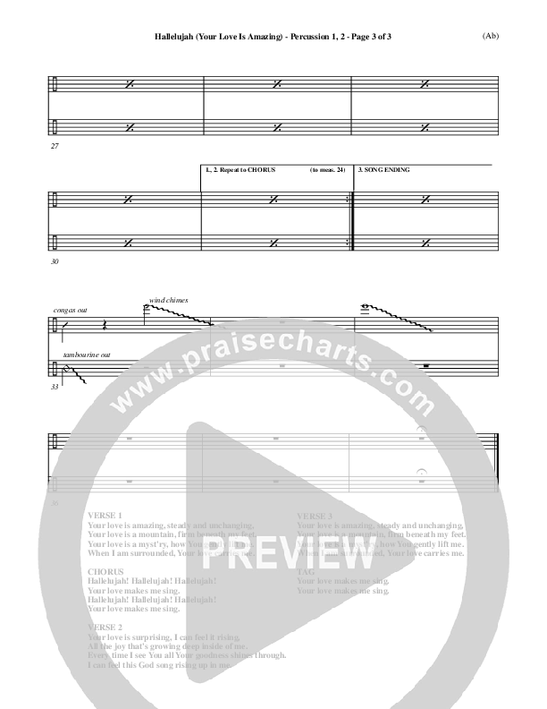 Hallelujah (Your Love Is Amazing) Percussion 1/2 (Brian Doerksen)