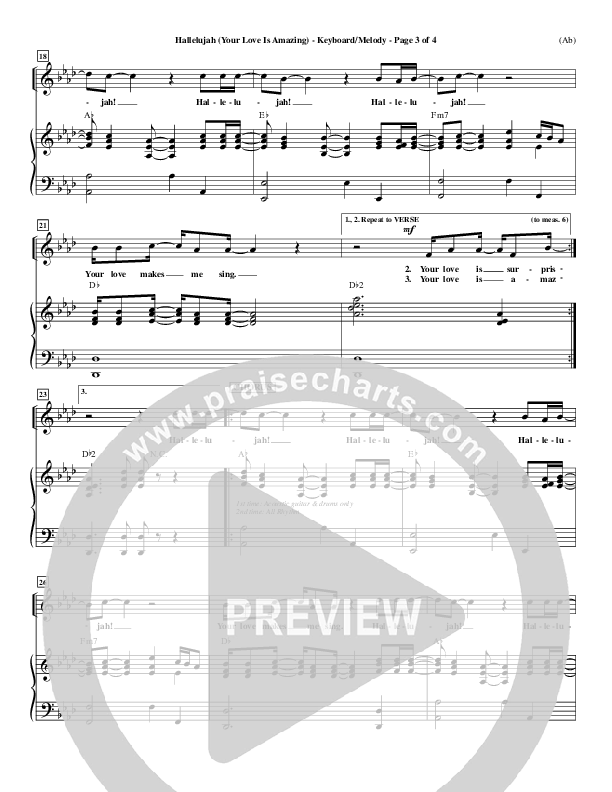 Hallelujah (Your Love Is Amazing) Piano/Vocal (Brian Doerksen)