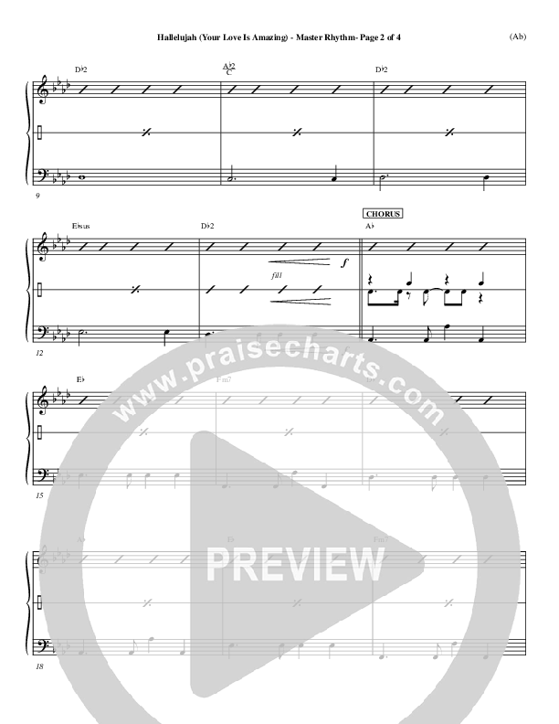 Hallelujah (Your Love Is Amazing) Rhythm Chart (Brian Doerksen)