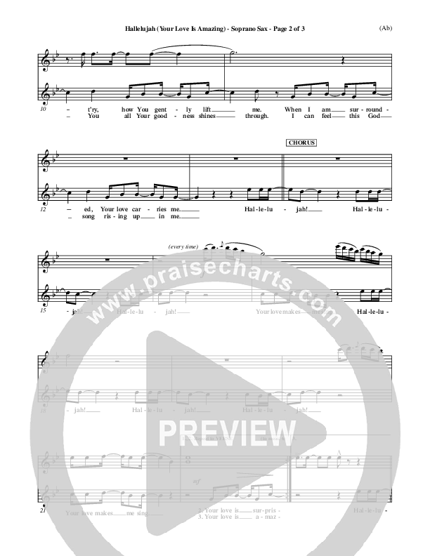 Hallelujah (Your Love Is Amazing) Soprano Sax (Brian Doerksen)