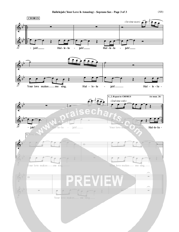 Hallelujah (Your Love Is Amazing) Soprano Sax (Brian Doerksen)