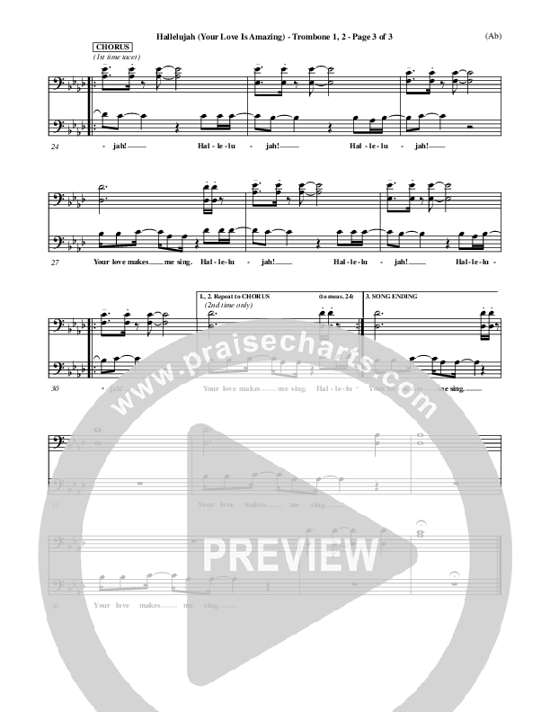 Hallelujah (Your Love Is Amazing) Trombone 1/2 (Brian Doerksen)