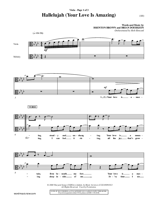 Hallelujah (Your Love Is Amazing) Viola (Brian Doerksen)