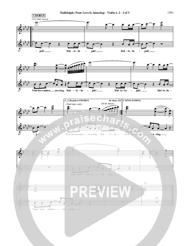 Hallelujah (Your Love Is Amazing) Violin 1/2 (Brian Doerksen)