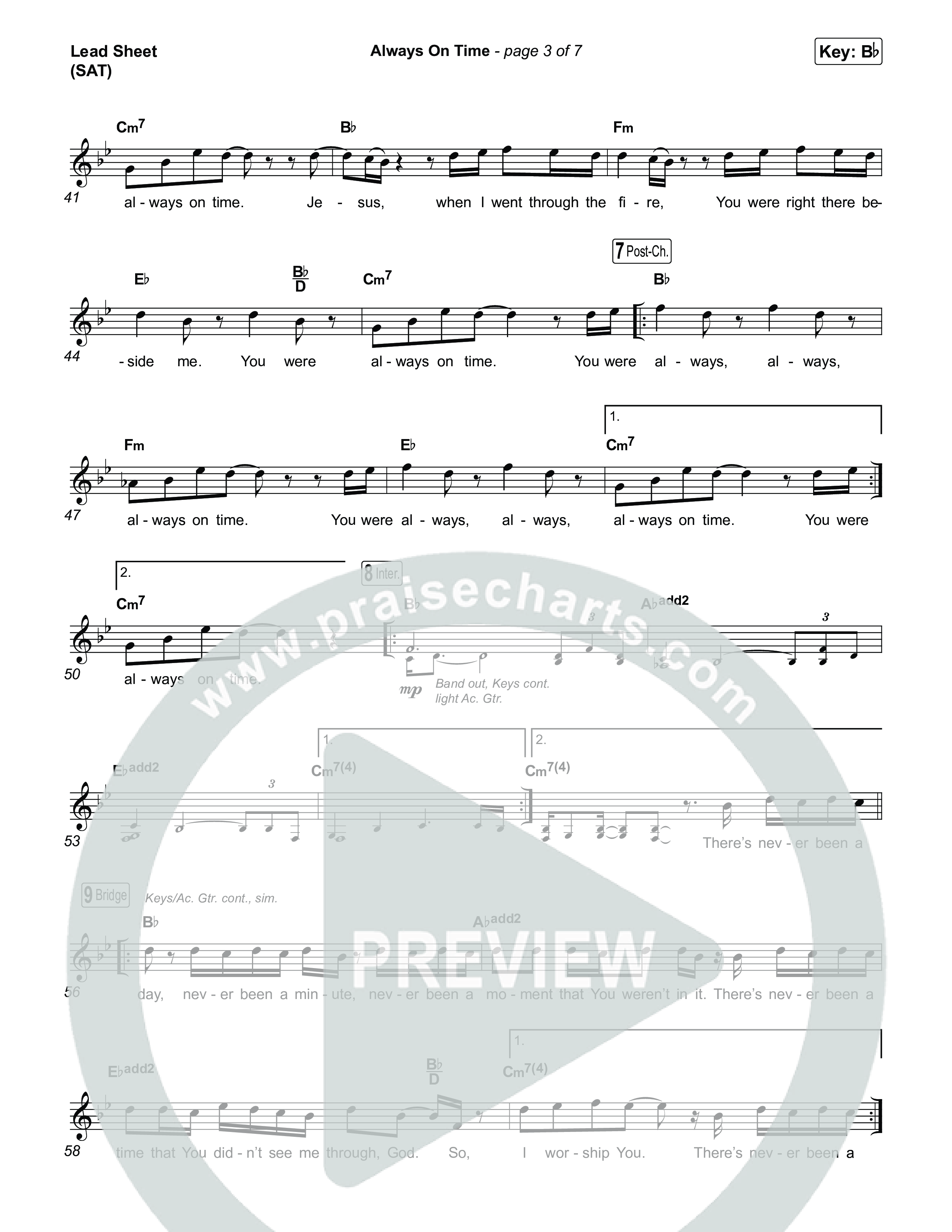 Always On Time (Break Open) Lead Sheet (SAT) (Pat Barrett)