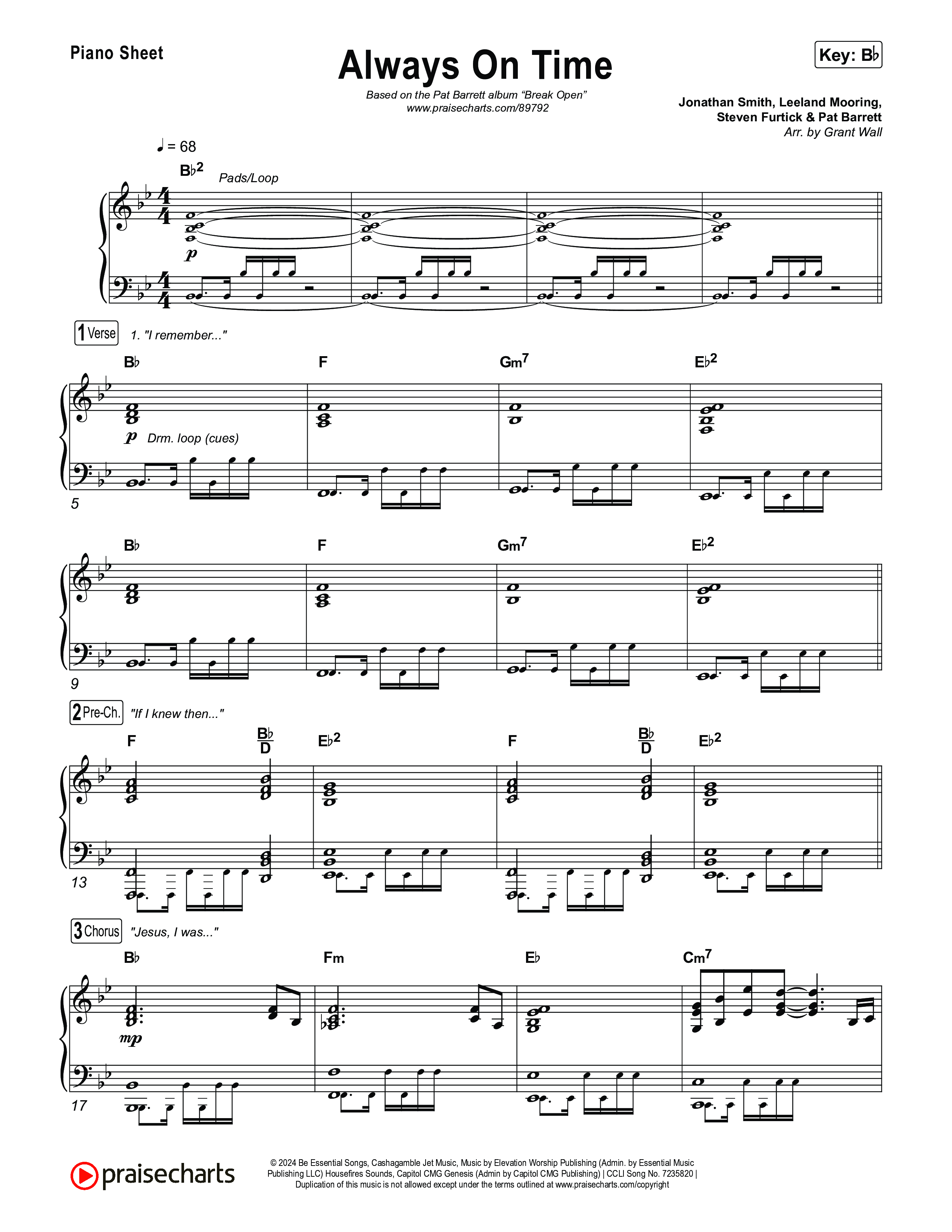 Always On Time (Break Open) Piano Sheet (Pat Barrett)