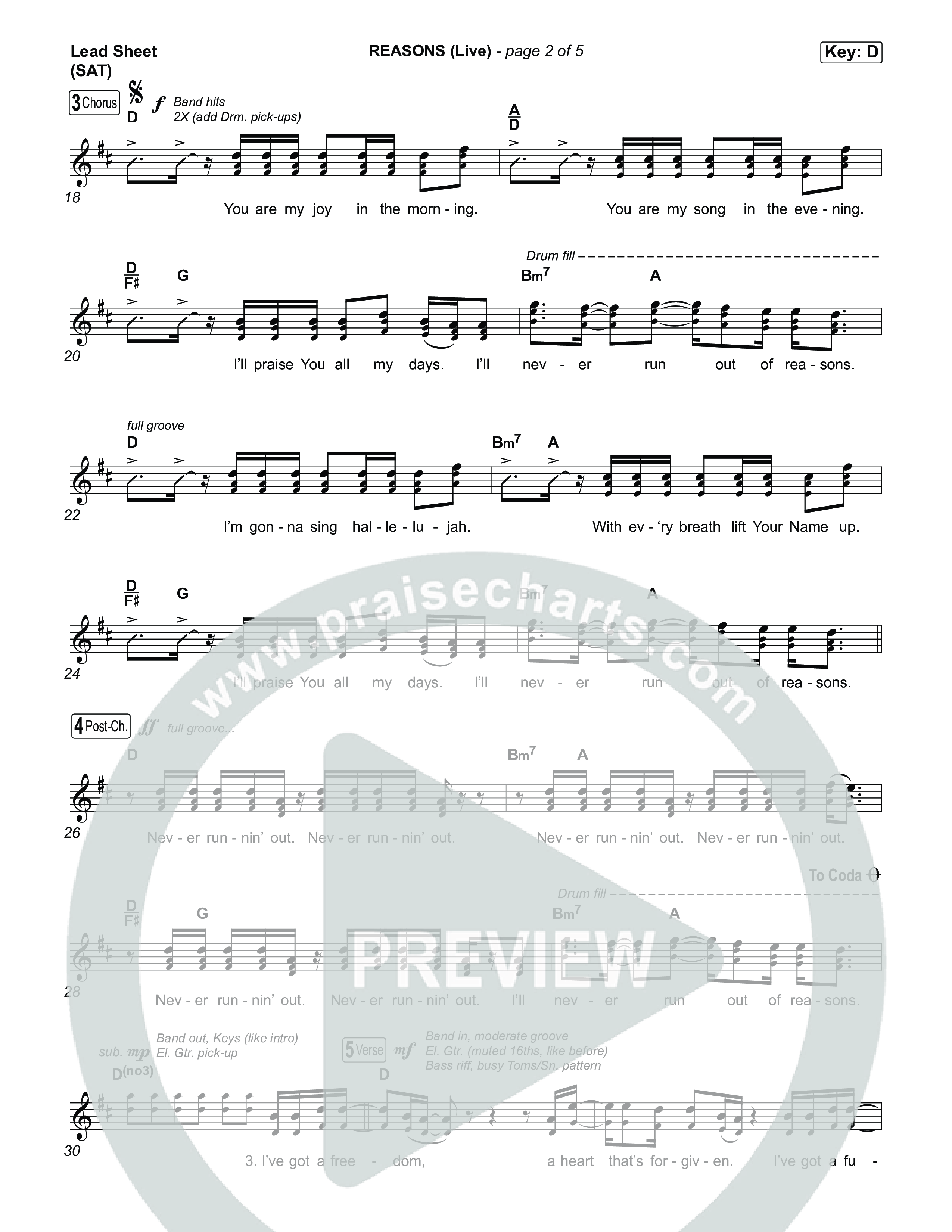 REASONS (Live) Lead Sheet (SAT) (The Belonging Co / Mitch Wong)