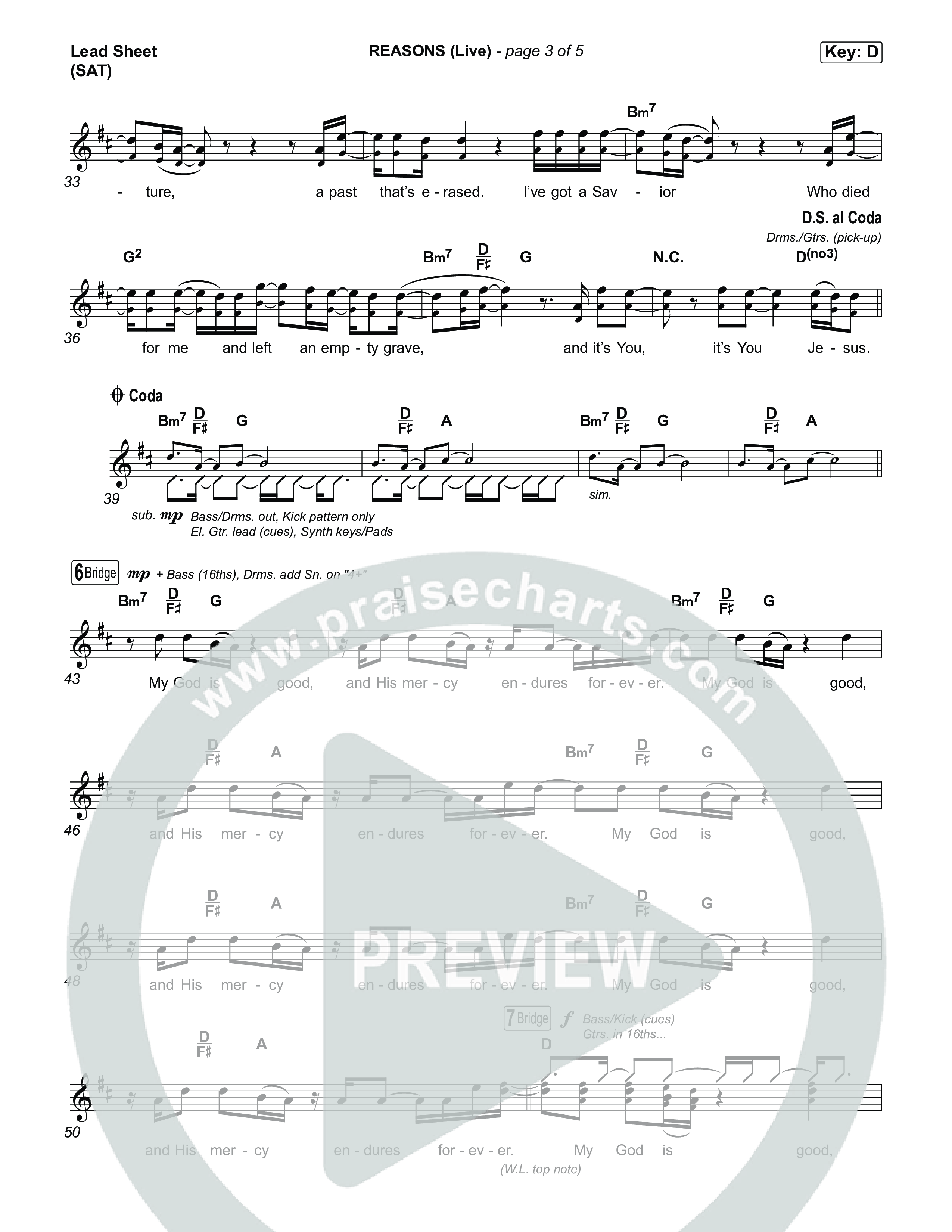 REASONS (Live) Lead Sheet (SAT) (The Belonging Co / Mitch Wong)