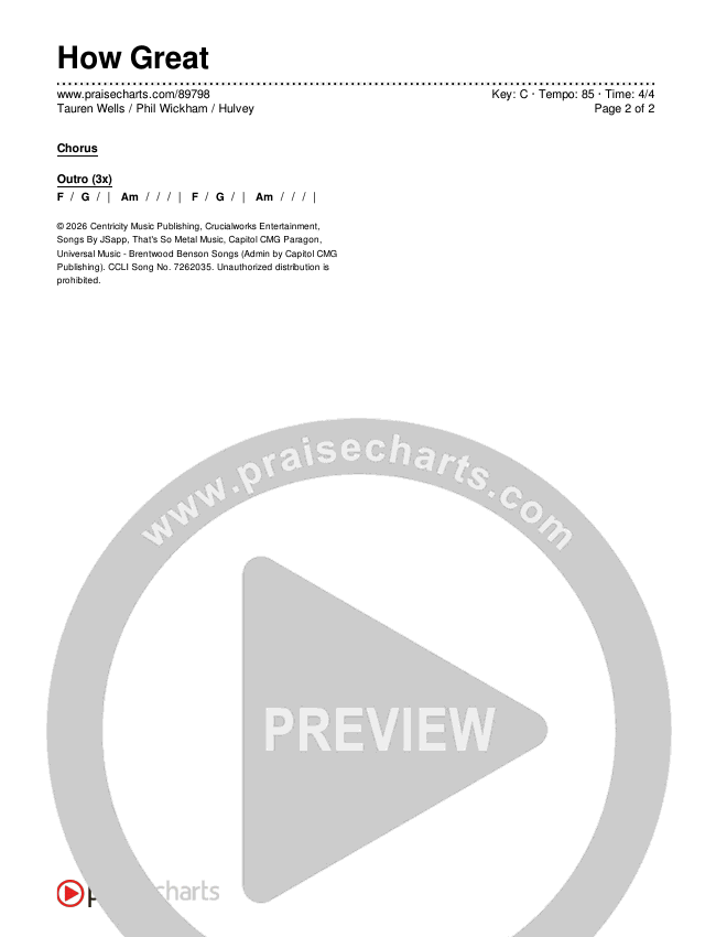 How Great Chords & Lyrics (Tauren Wells / Phil Wickham / Hulvey)