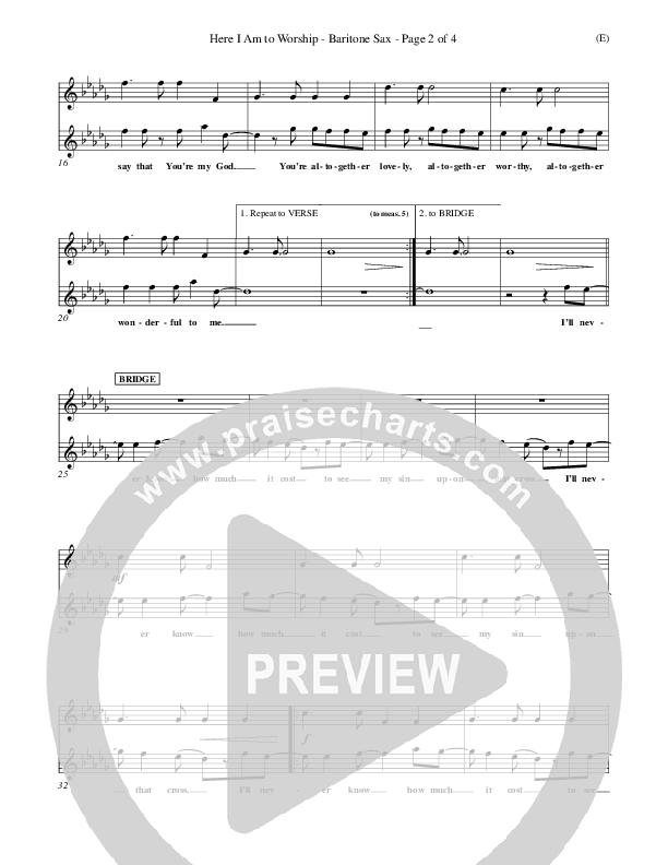 Here I Am To Worship Bari Sax (Tim Hughes)