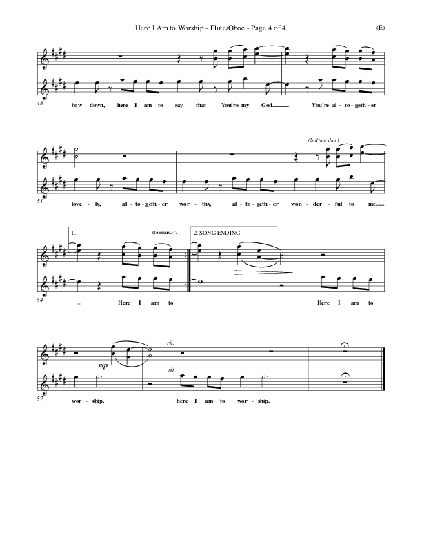 Here I Am To Worship Clarinet 1/2, Bass Clarinet (Tim Hughes)