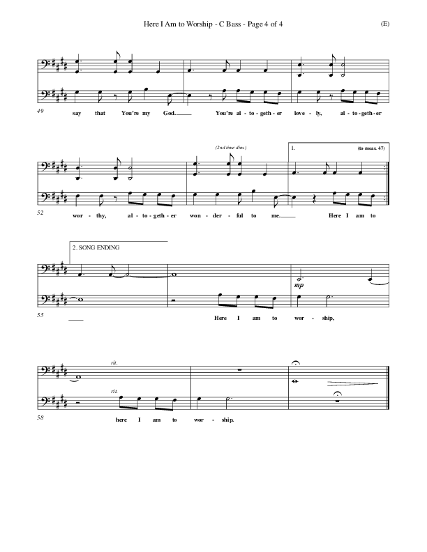 Here I Am To Worship Clarinet 3 (Tim Hughes)