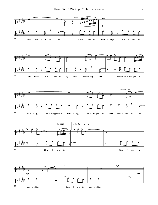 Here I Am To Worship Contrabass (Tim Hughes)