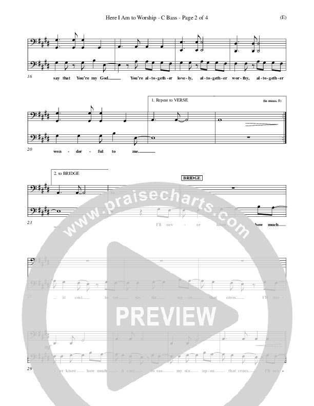 Here I Am To Worship Contrabass (Tim Hughes)