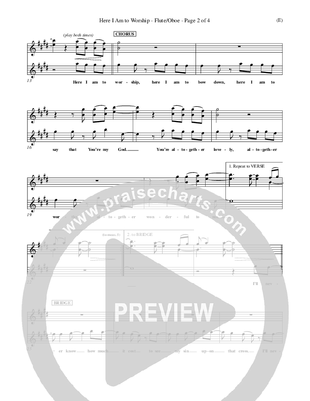 Here I Am To Worship Flute/Oboe (Tim Hughes)