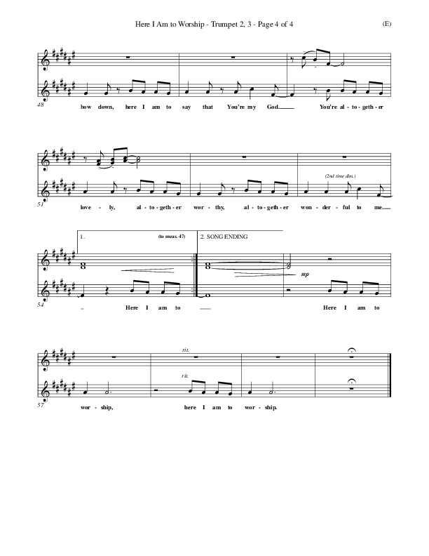 Here I Am To Worship French Horn 1/2 (Tim Hughes)