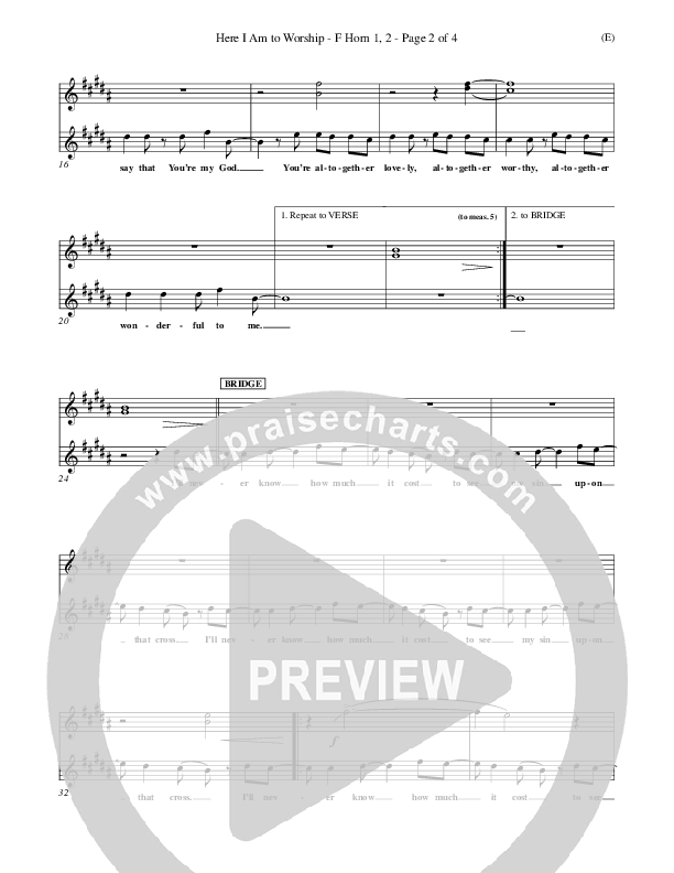 Here I Am To Worship French Horn 1/2 (Tim Hughes)