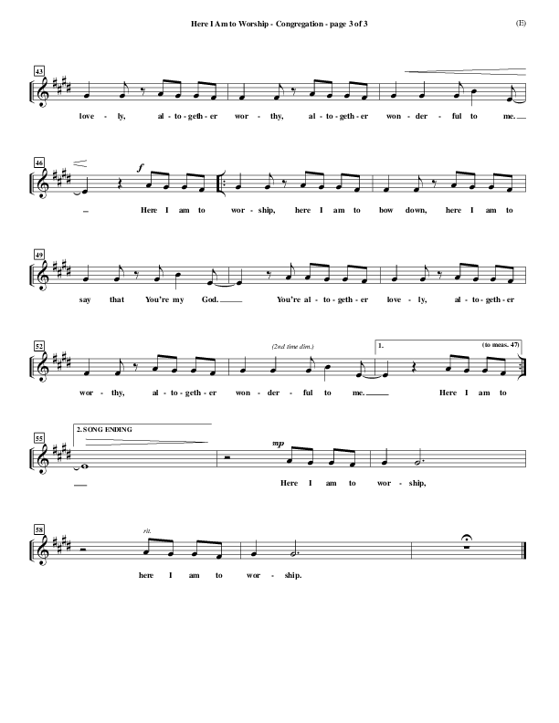 Here I Am To Worship Percussion 1/2 (Tim Hughes)