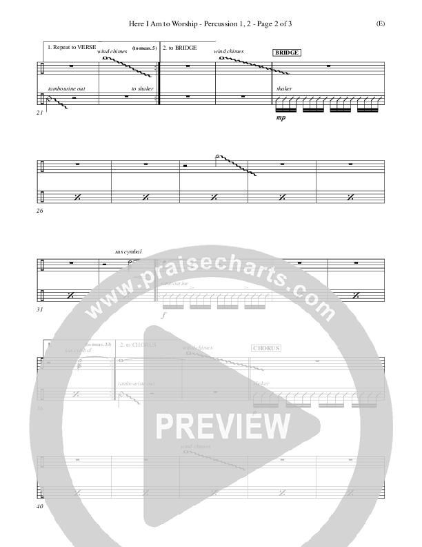 Here I Am To Worship Percussion 1/2 (Tim Hughes)